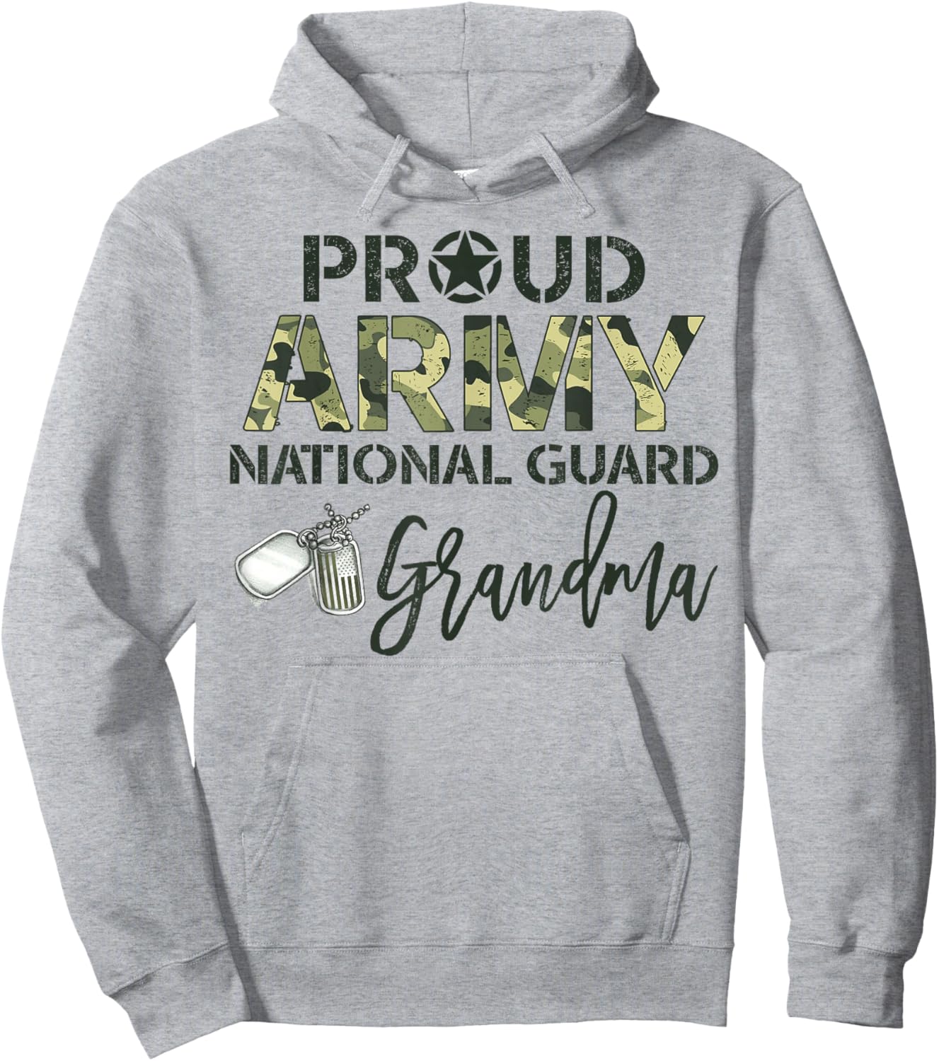 Proud Army National Guard Grandma Military Family Matching Hoodie - Hoodie | Ash