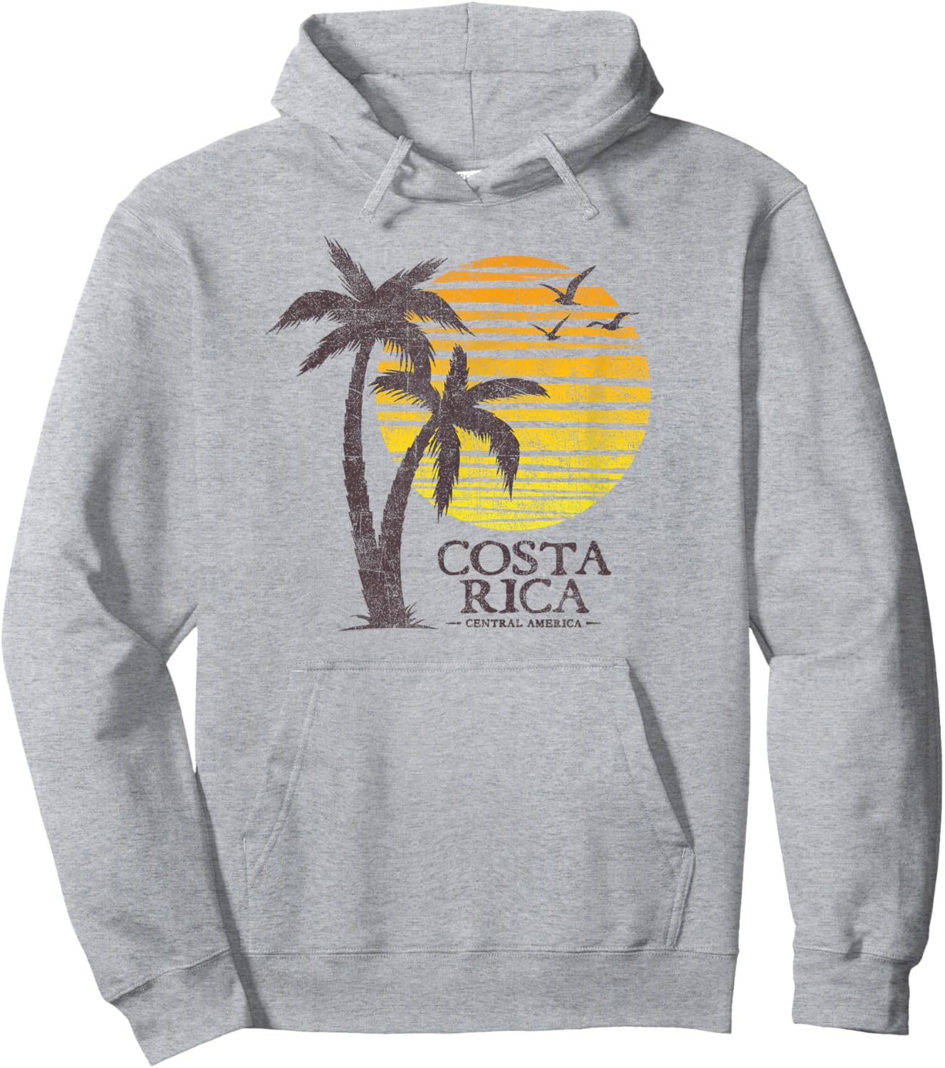 Vintage Costa Rica Souvenir Beach Sunset Retro Hoodie - Hoodie | Ash