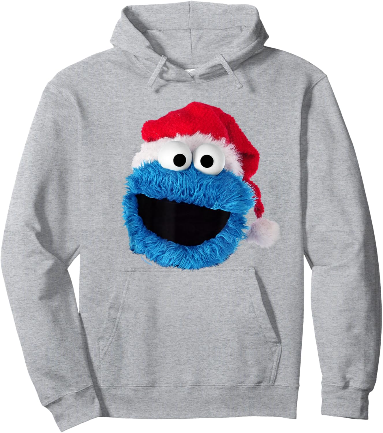 Sesame Street Cookie Monster Christmas Santa Hat Hoodie - Hoodie | Ash
