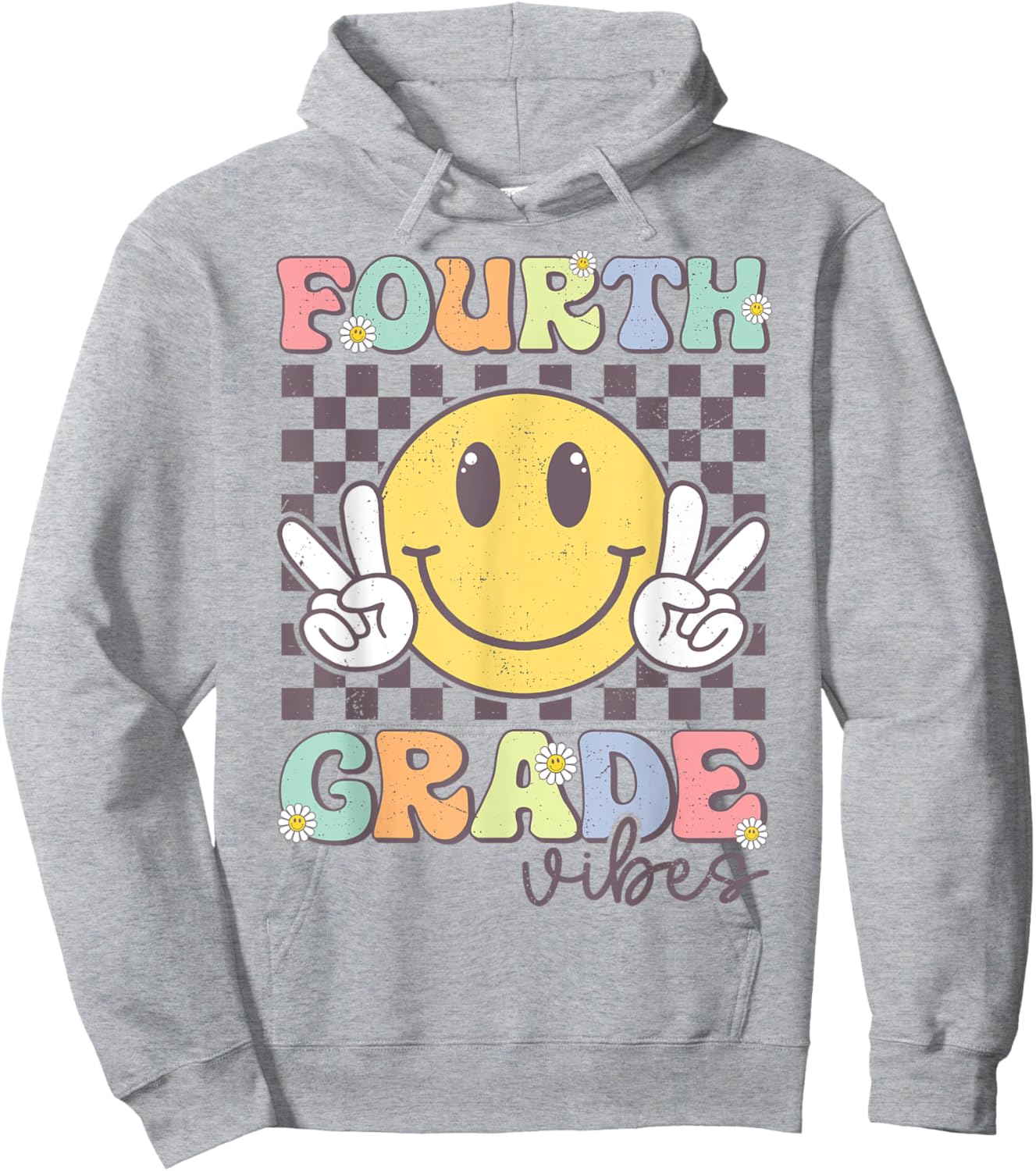 Fourth Grade Vibes Smile Face 4th Grade Team Back To School Hoodie - Hoodie | Ash