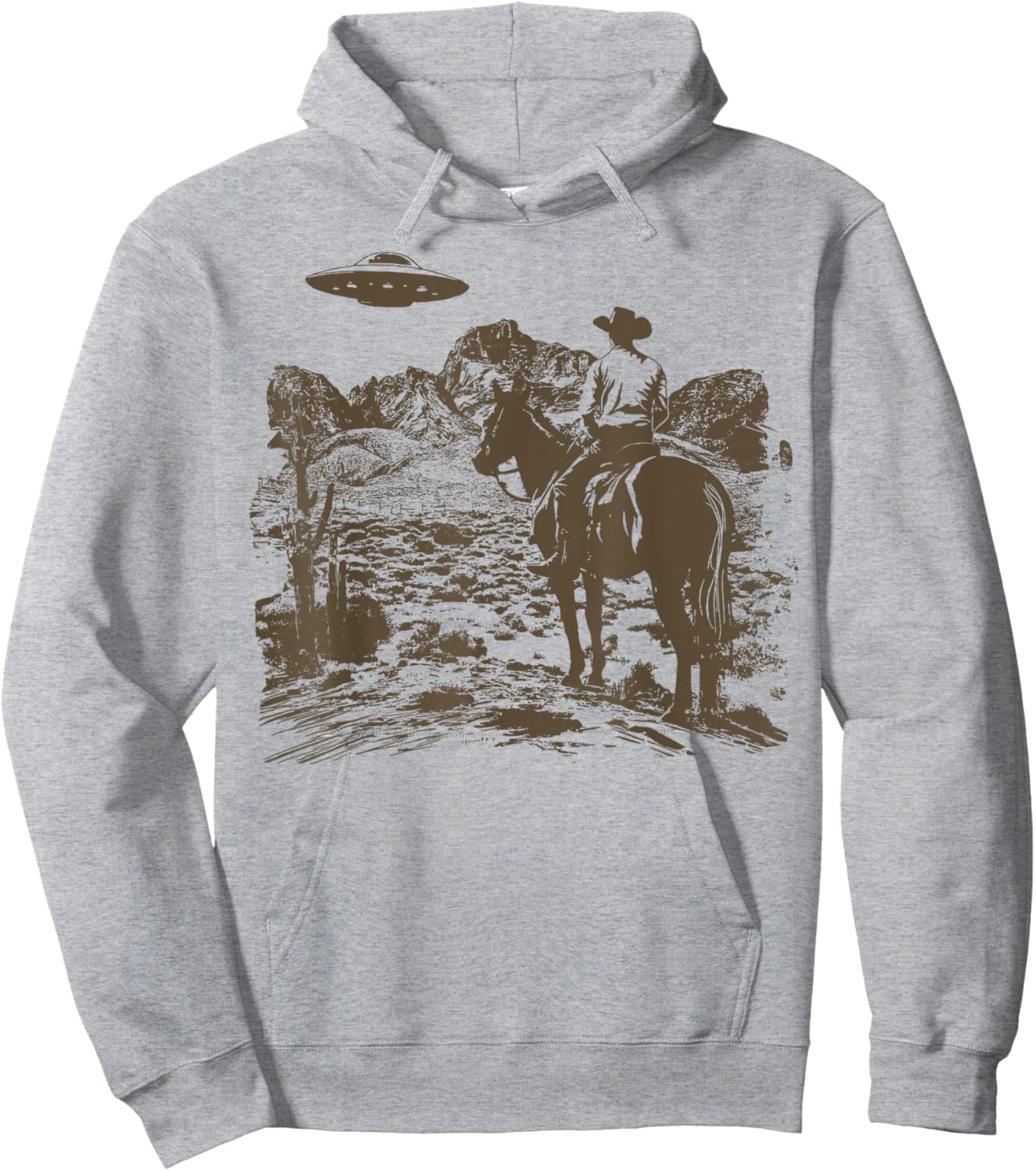 Ufo Western Cowboy Hoodie - Hoodie | Ash