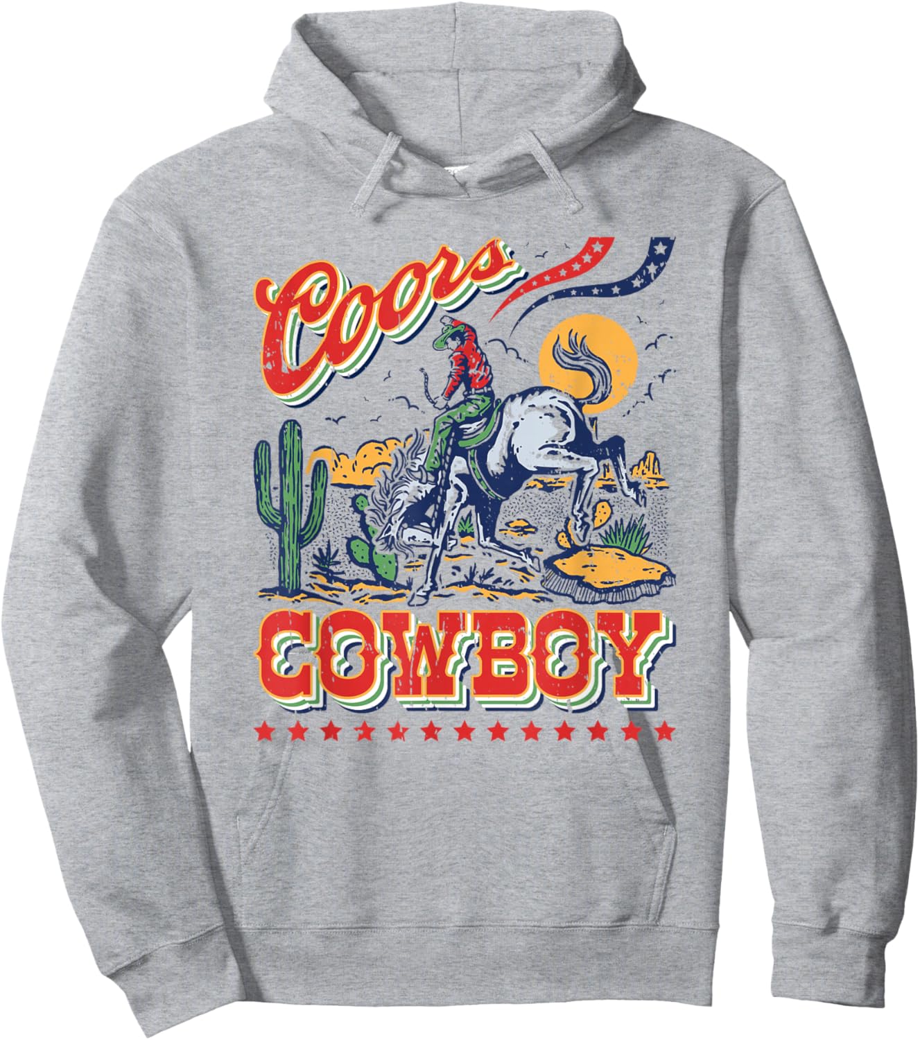 Vintage Cowhide Riding Coors Cowboys Western Country Hoodie - Hoodie | Ash