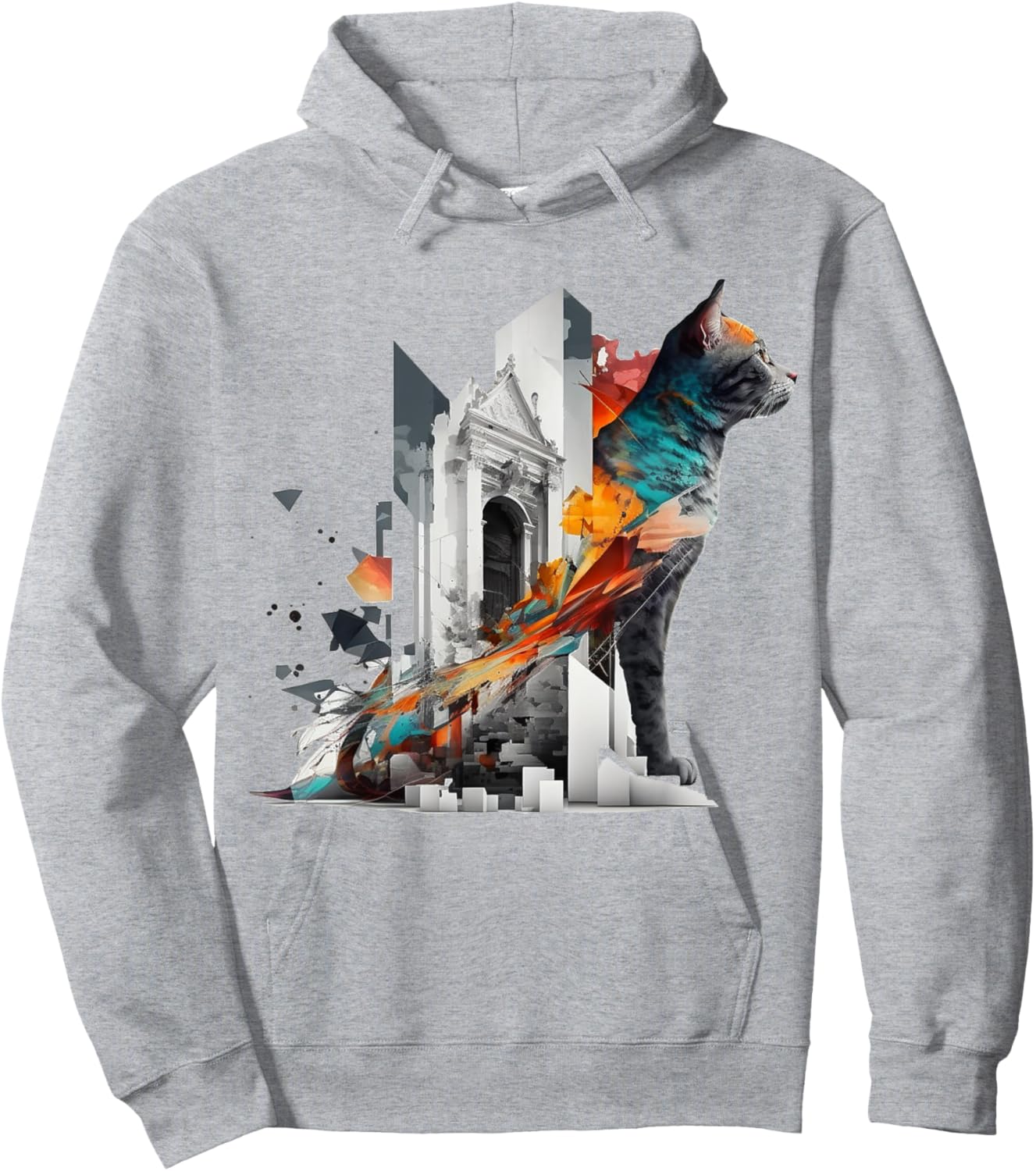 Cat Architecture Colourful Animal Pet Art Cat Men Women Kids Hoodie - Hoodie | Ash