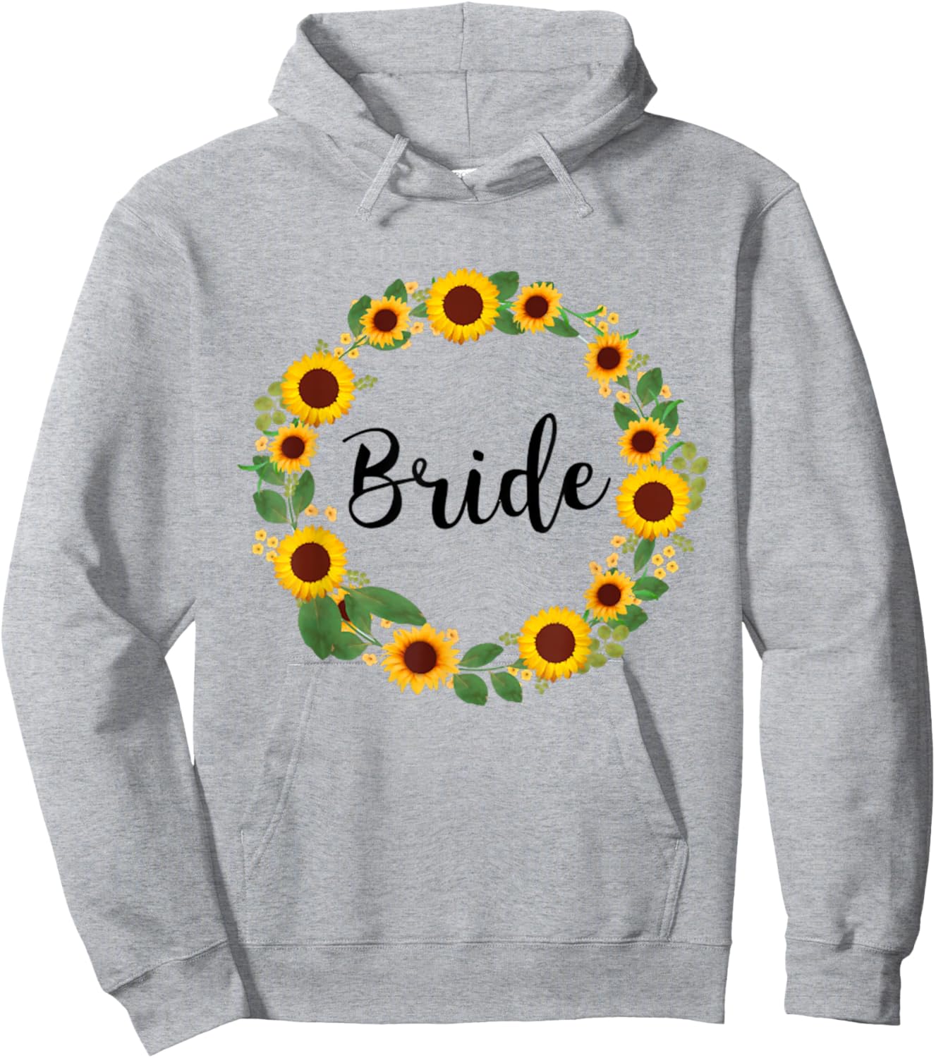 Bride Sunflower Wreath Flowers Floral Wedding Party Hoodie - Hoodie | Ash