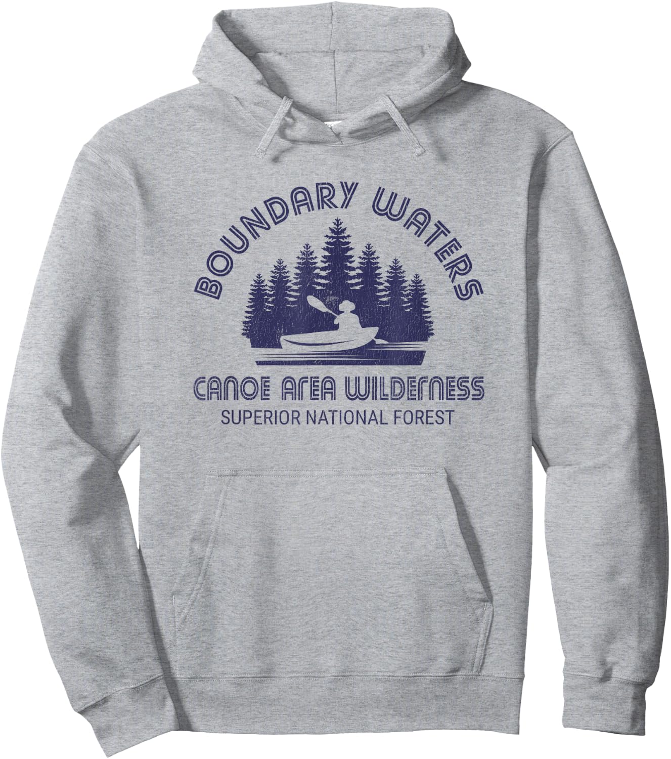 Boundary Waters Canoe Area Distressed Minnesota BWCA Gift Hoodie - Hoodie | Ash