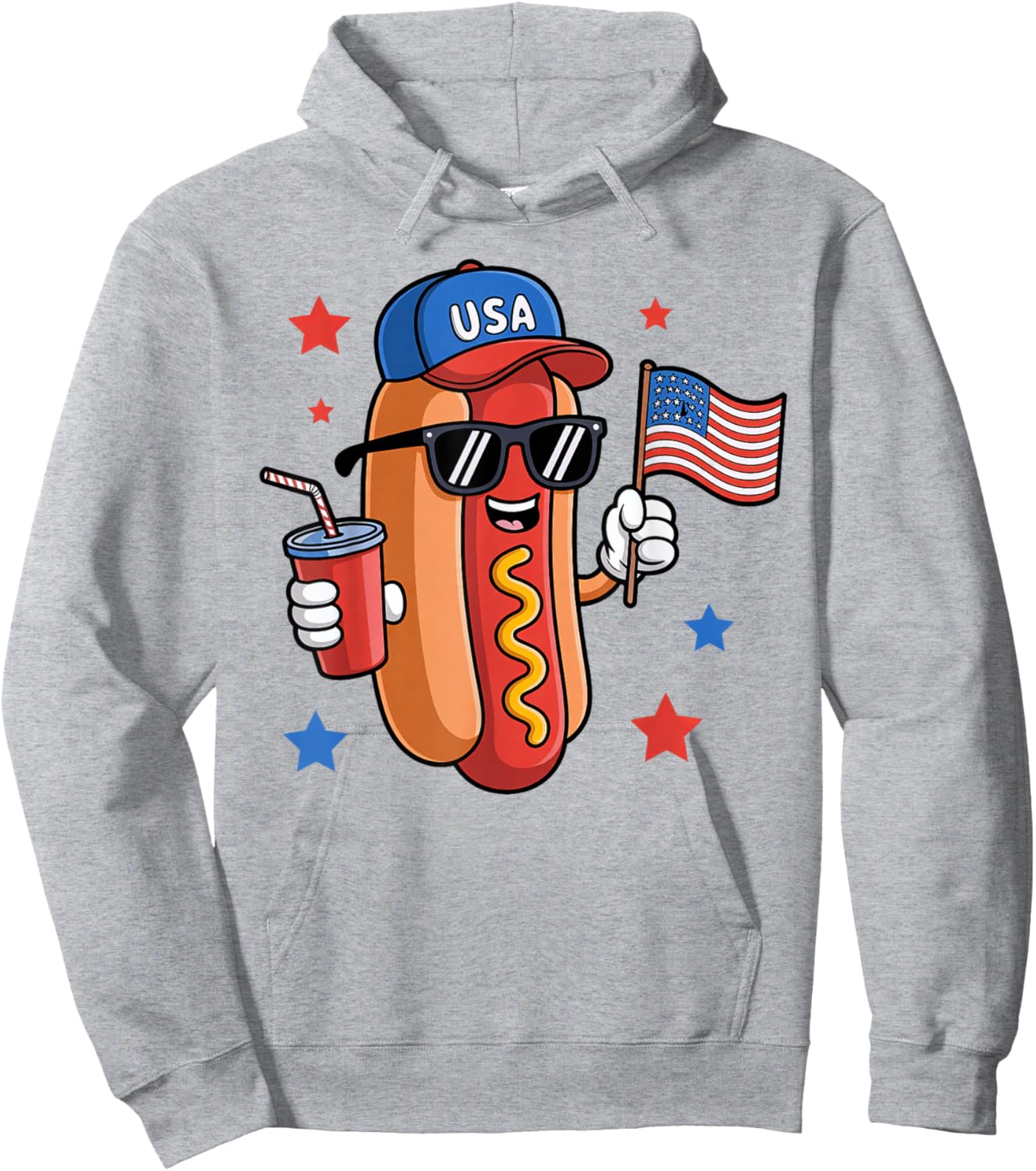 Hotdog 4th Of July Sunglasses USA Flag Funny Patriotic BBQ Men Women Kids Hoodie - Hoodie | Ash