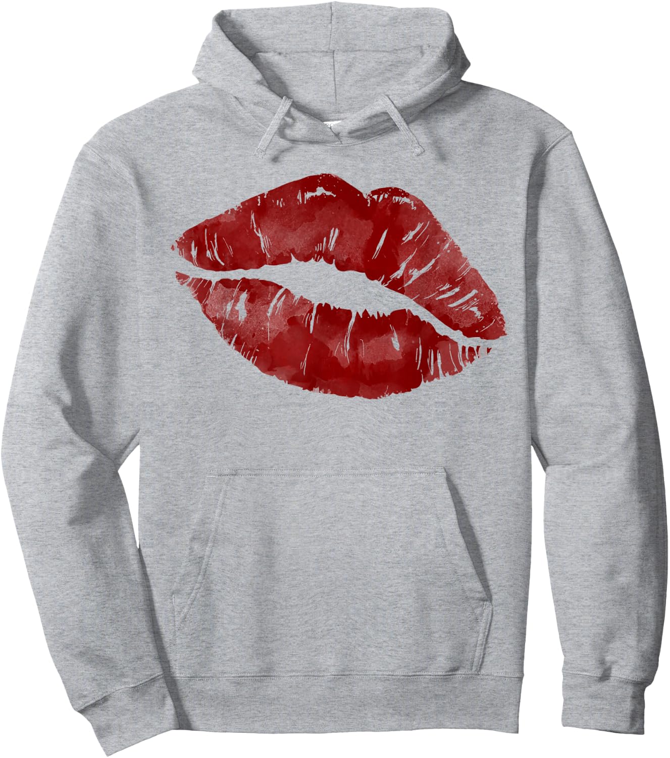 Sexy Red Hot Moist Lips Print Lipstick Kiss Me Clip Art Hoodie - Hoodie | Ash