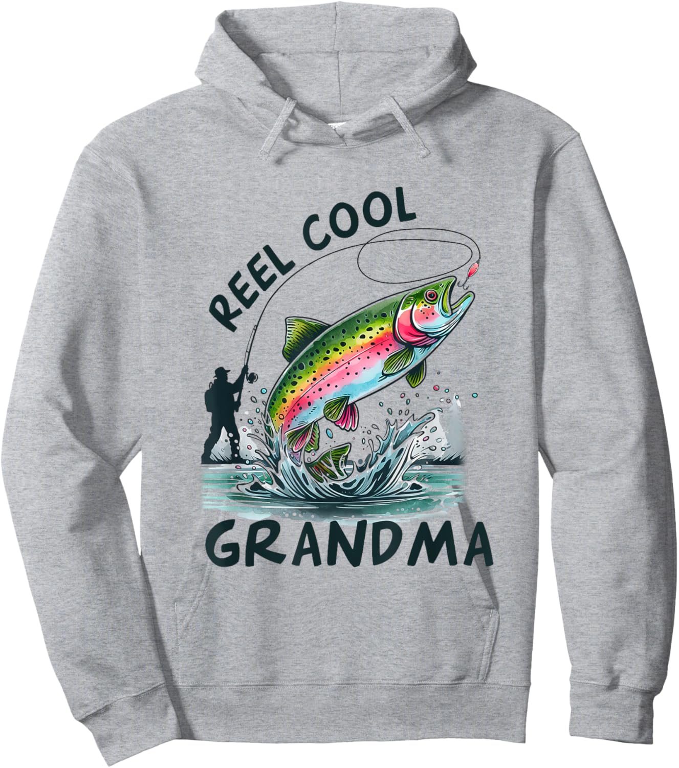 Reel Cool Grandma Birthday Party Fishing Matching Family Hoodie - Hoodie | Ash