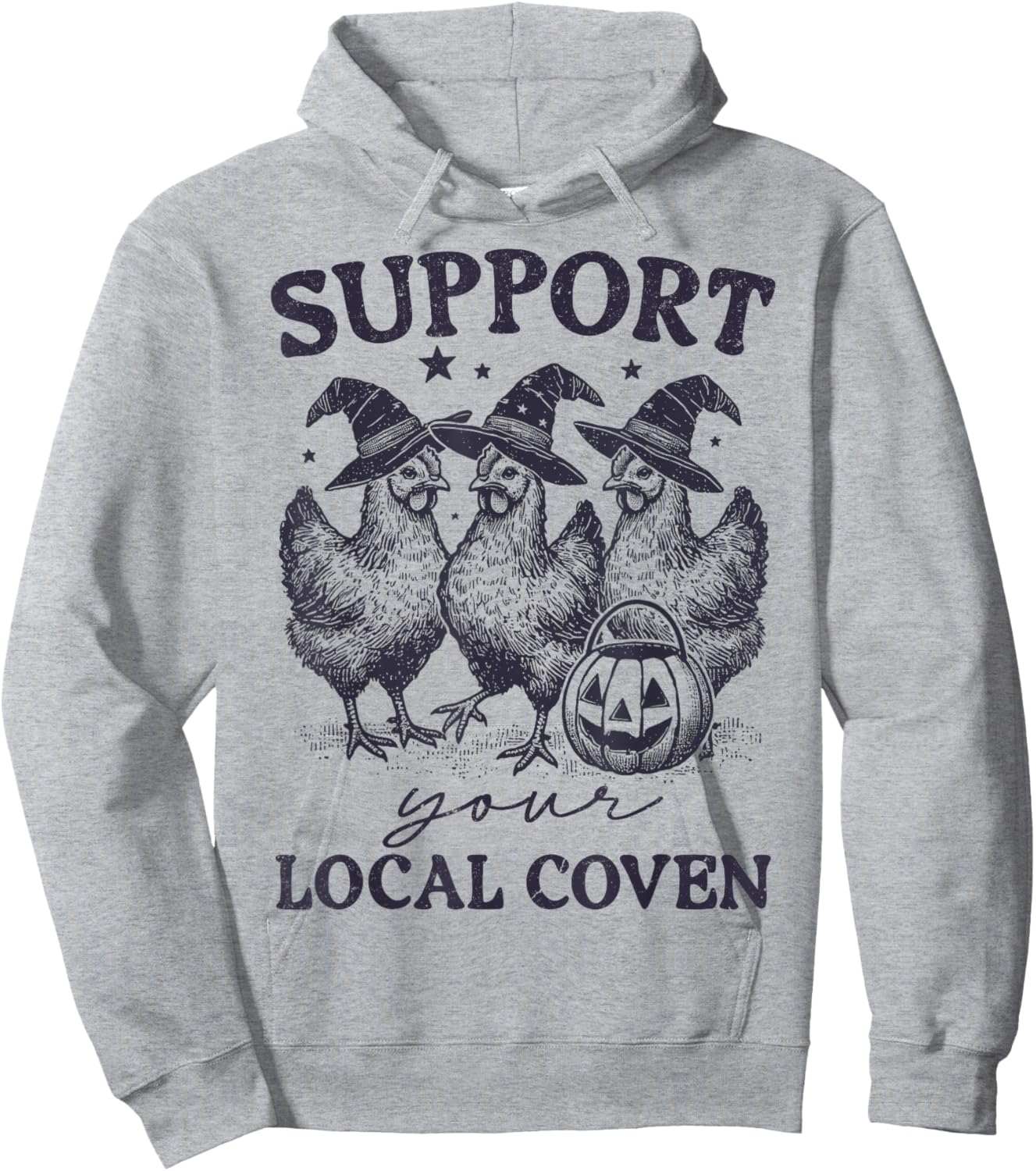 Support Your Local Coven Funny Witch Girl Chicken Farm Lover Hoodie - Hoodie | Ash