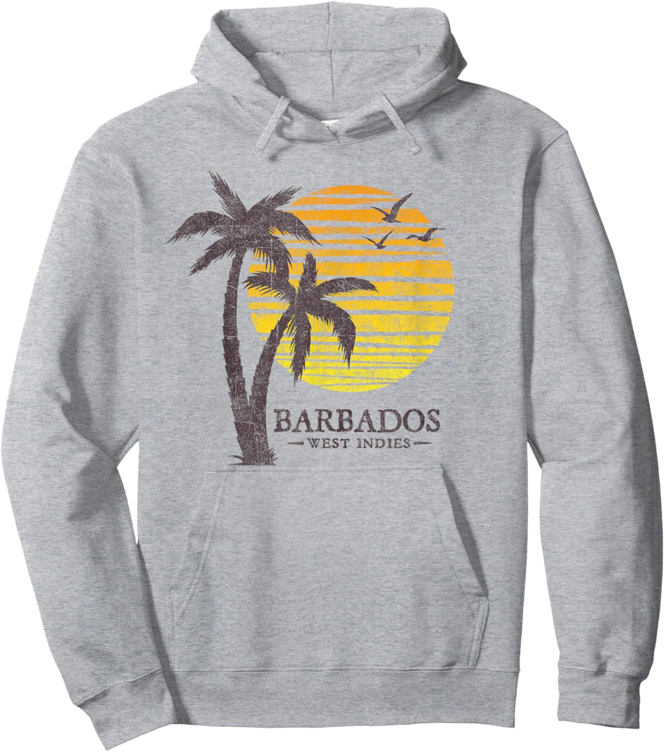 Vintage Barbados Beach Sunset Women Kids Retro Souvenir Hoodie - Hoodie | Ash