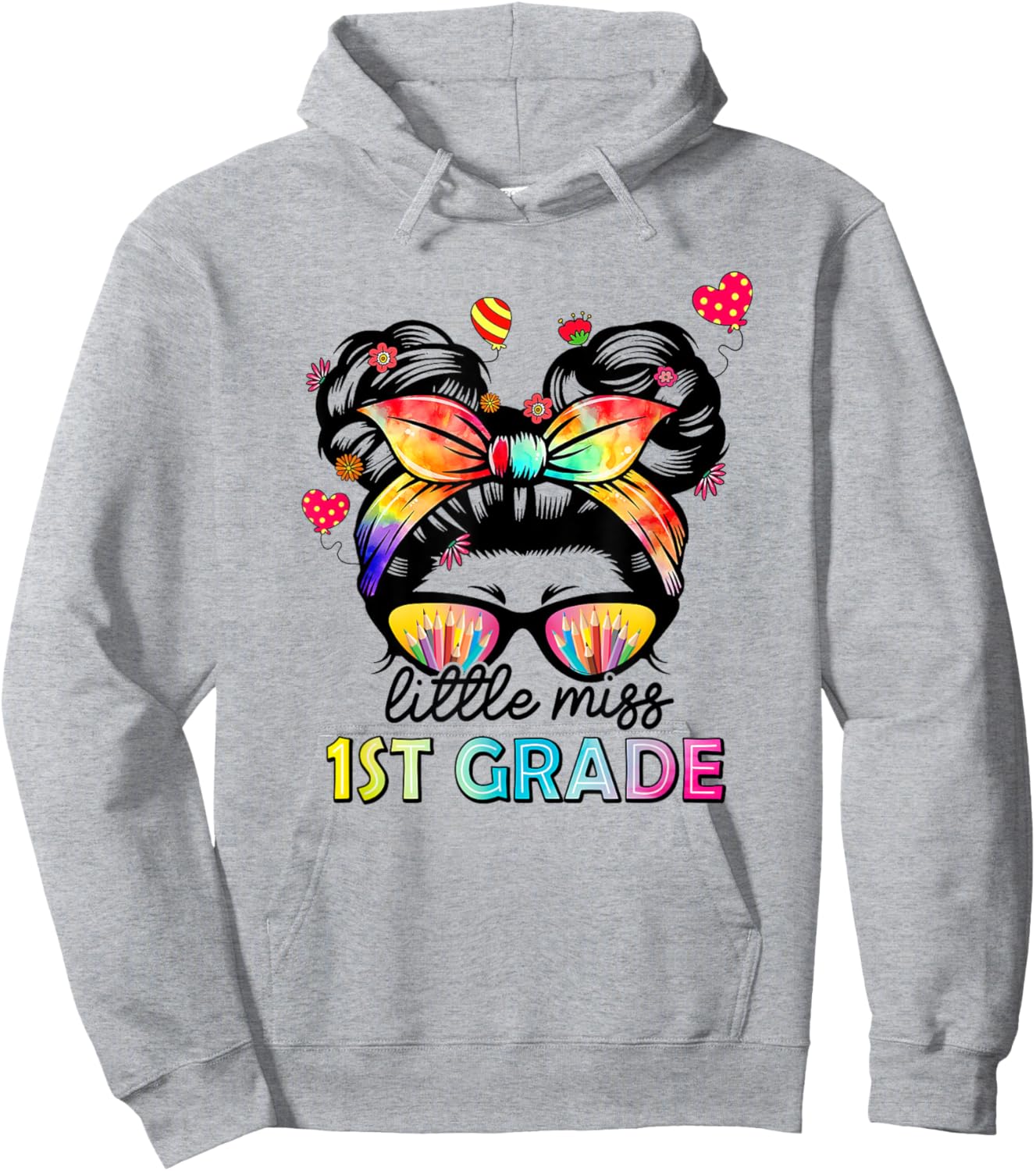 Little Miss First Grade Back To School 1st Grade Girls Hoodie - Hoodie | Ash