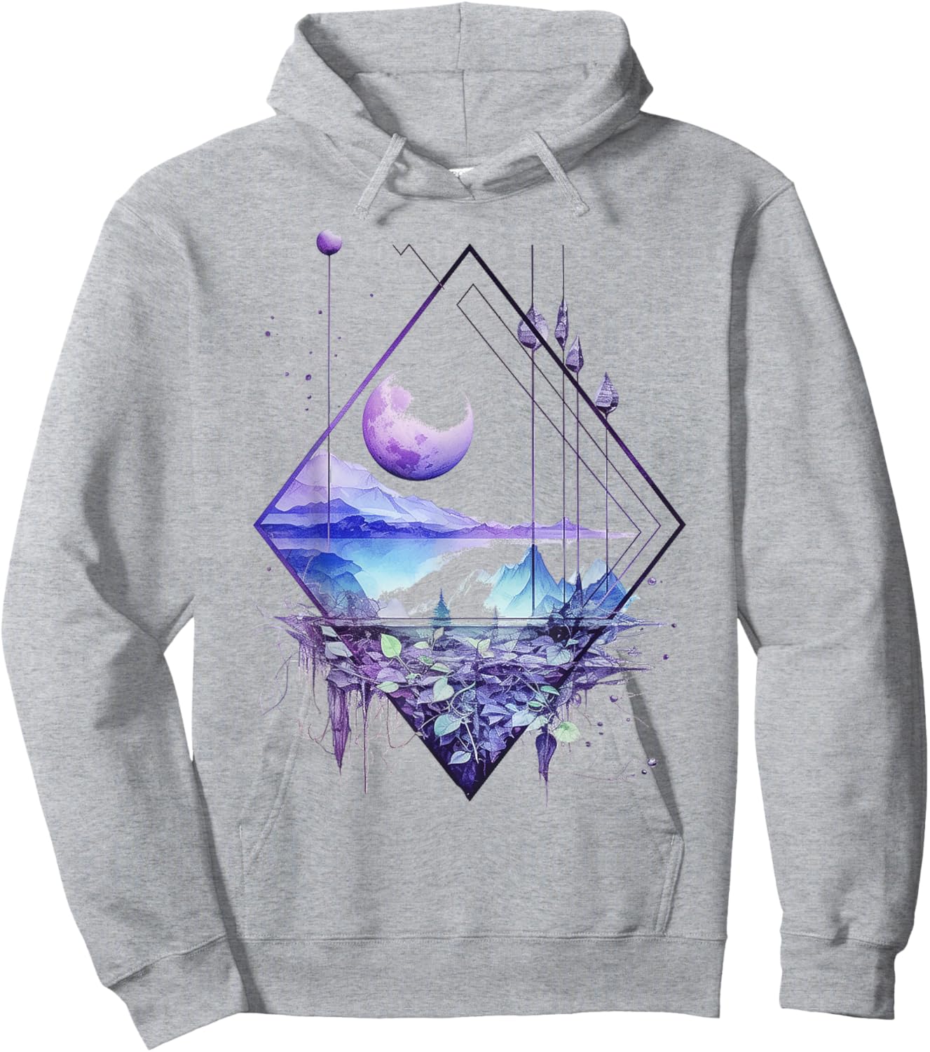Nature Lover Polygon Art Geometric Abstract Graphic Nature Hoodie - Hoodie | Ash