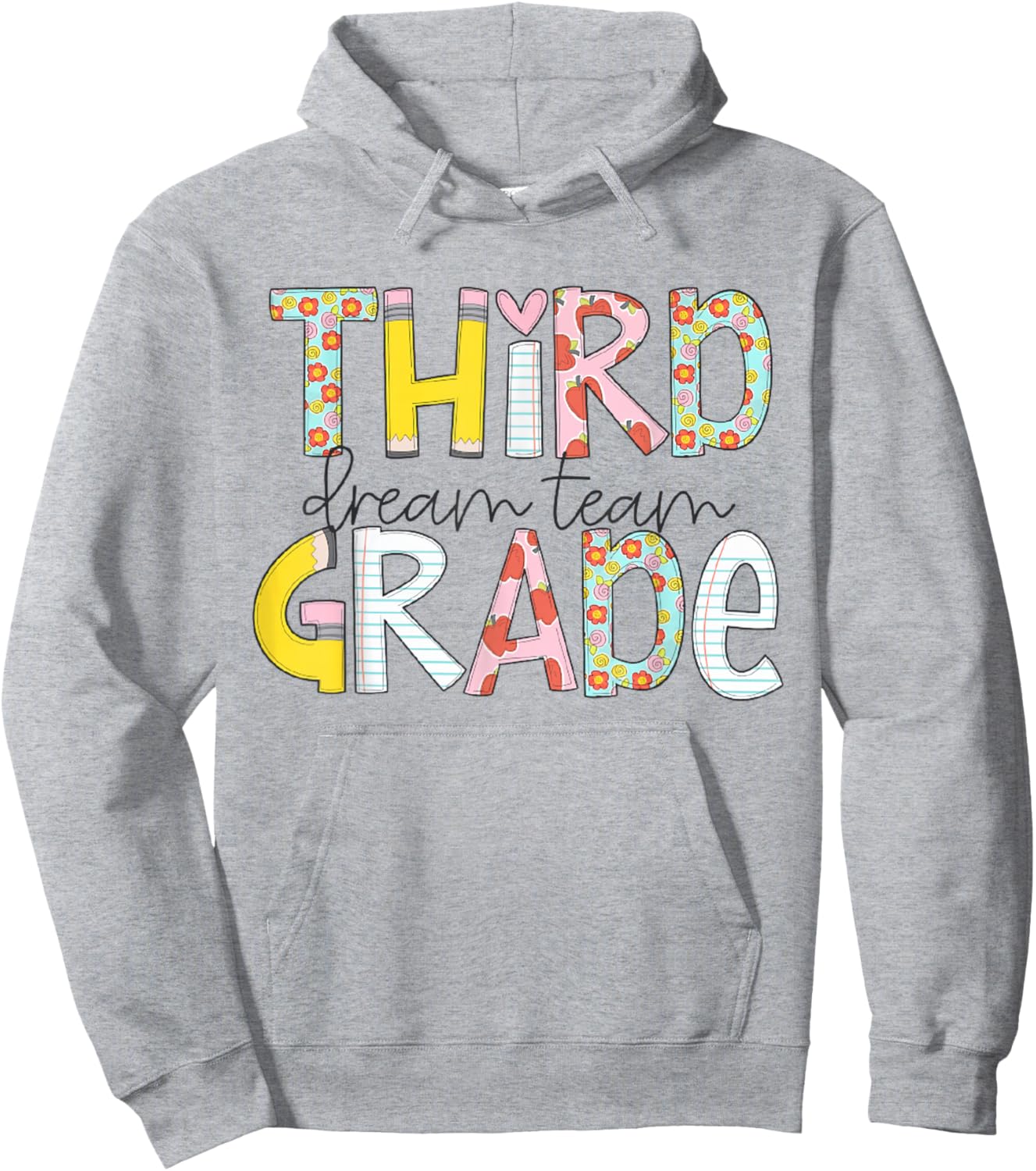 Retro Third Grade Dream Team Cute Pencil First Day of School Hoodie - Hoodie | Ash