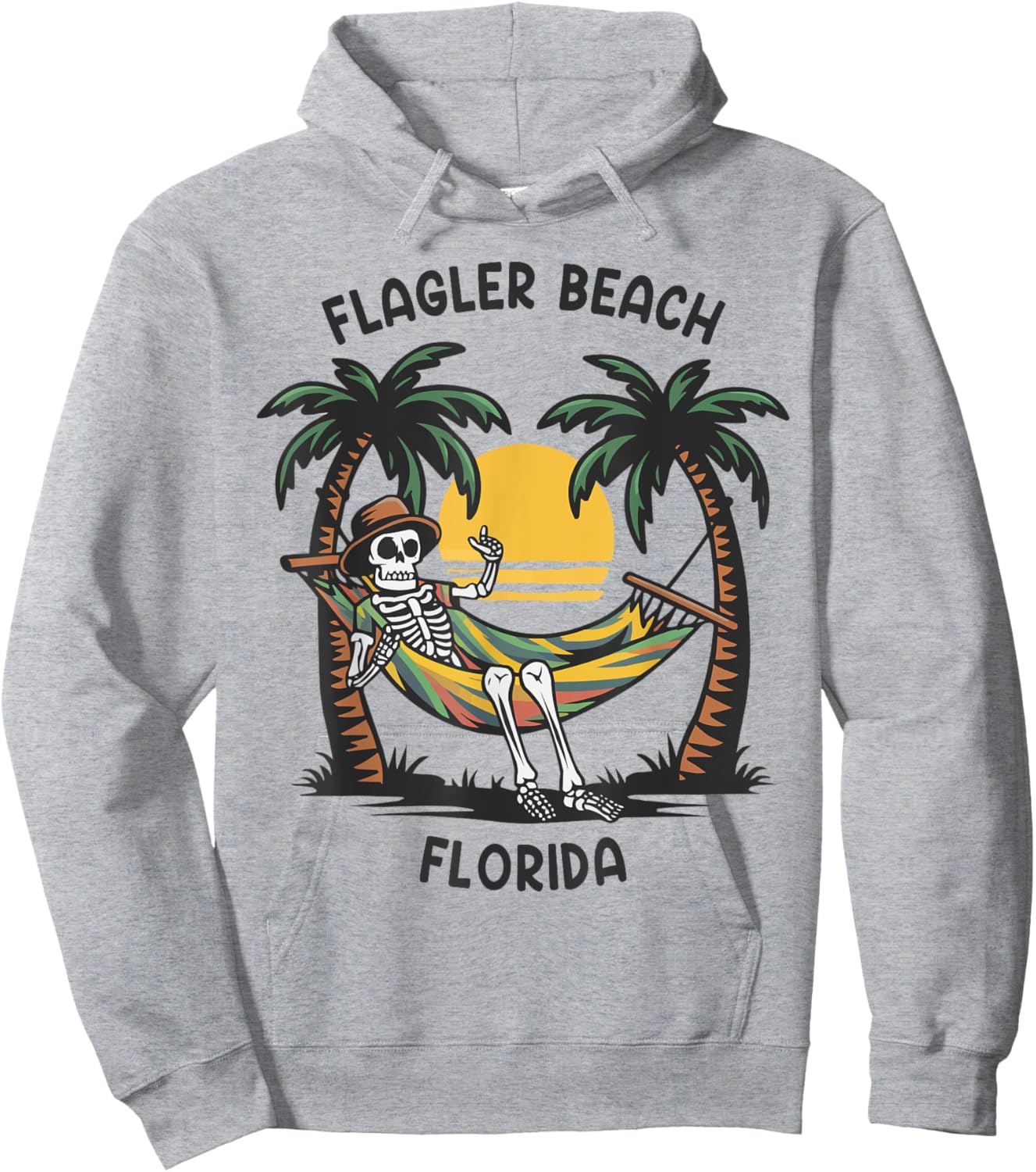 Vintage Flagler Beach Florida Palms FL Sunset Funny Hoodie - Hoodie | Ash
