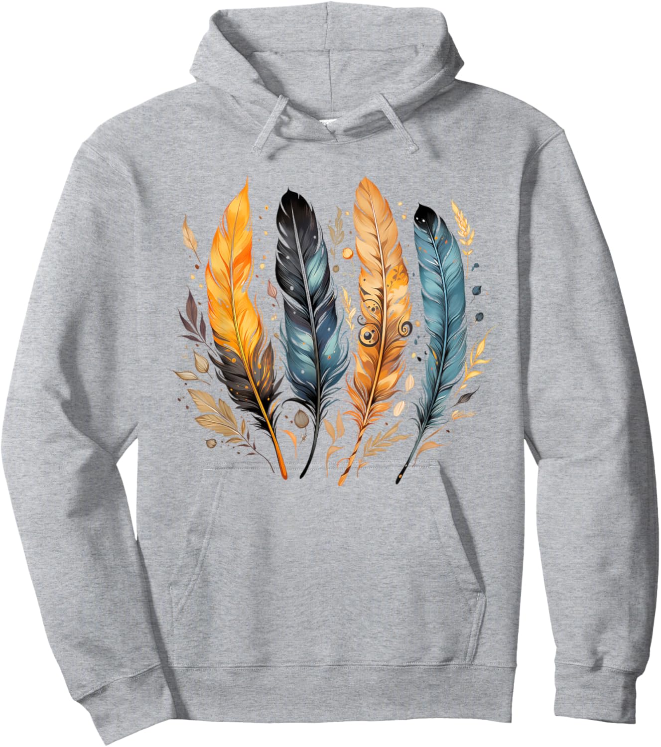 Colorful feathers, bird, Native Americans, symbol, pattern Hoodie - Hoodie | Ash