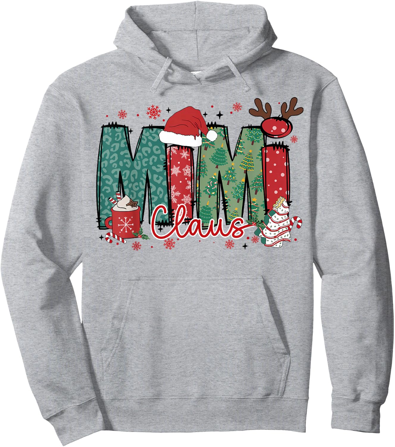 Mimi Claus Christmas Pajama Santa Claus Family Matching Hoodie - Hoodie | Ash