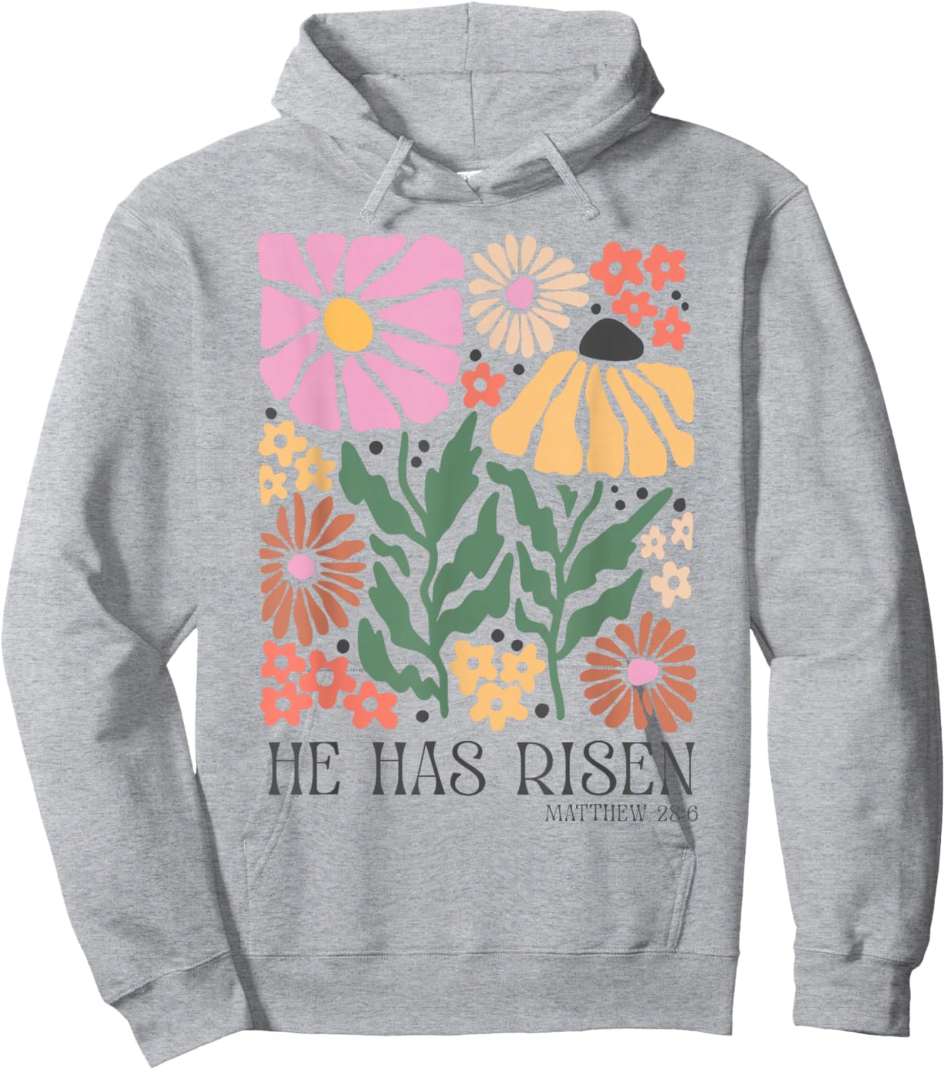 He Is Risen Christian Easter Jesus Happy Easter Floral Hoodie - Hoodie | Ash