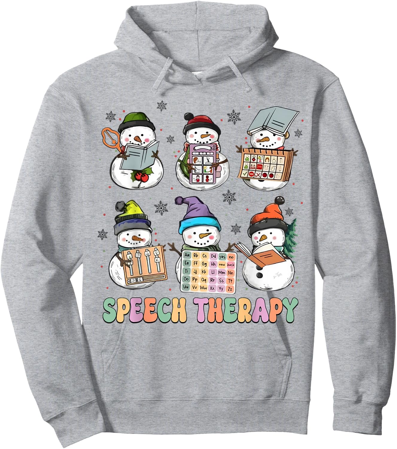 Cute Speech Therapy Christmas Snowman SLP Speech Pathologist Hoodie - Hoodie | Ash
