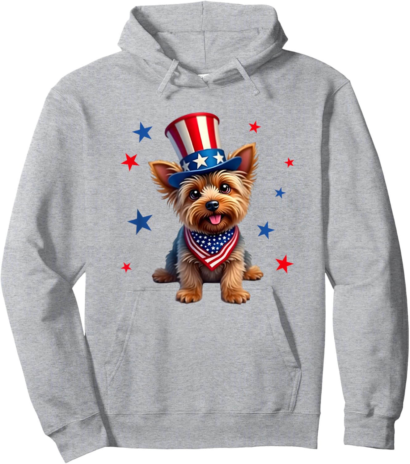 Yorkie, 4th of July, Yorkshire Terrier dog, Patriotic Hoodie - Hoodie | Ash