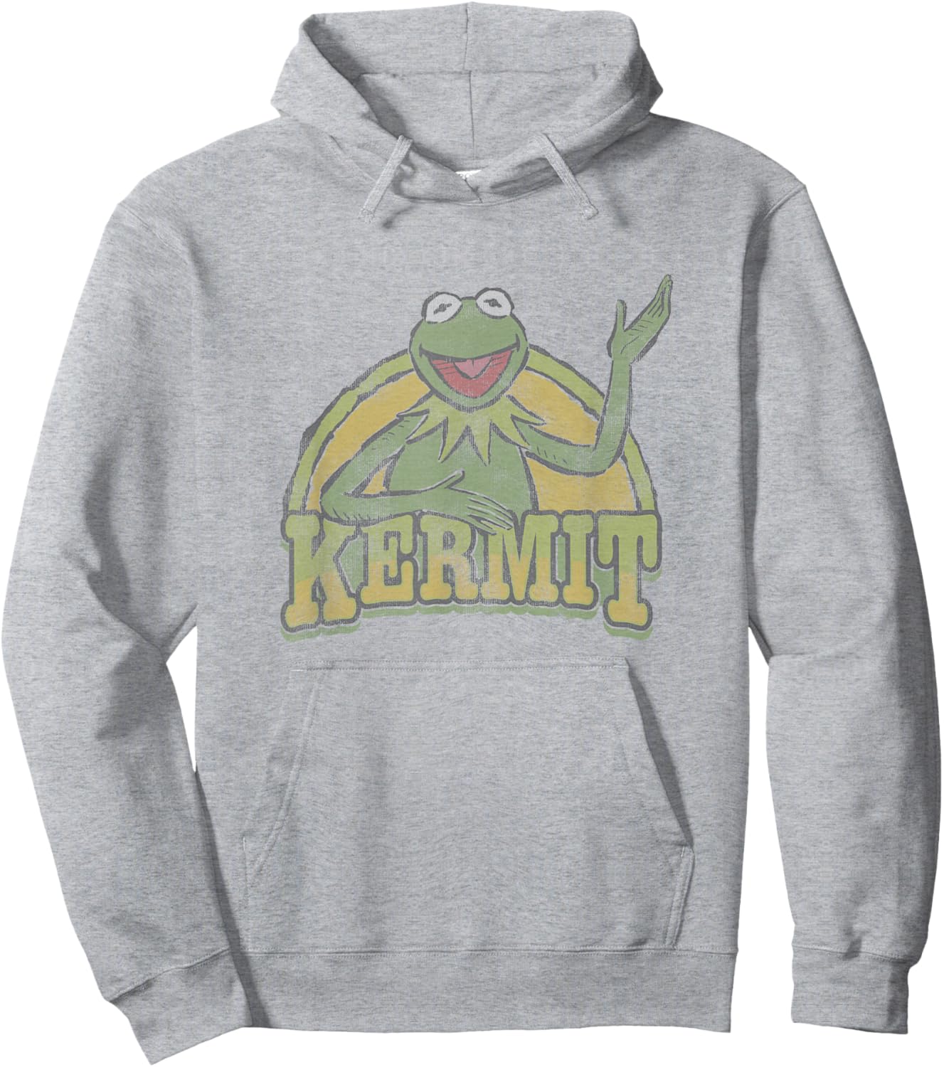 Disney The Muppets Vintage Retro Kermit The Frog Smile Logo Hoodie - Hoodie | Ash