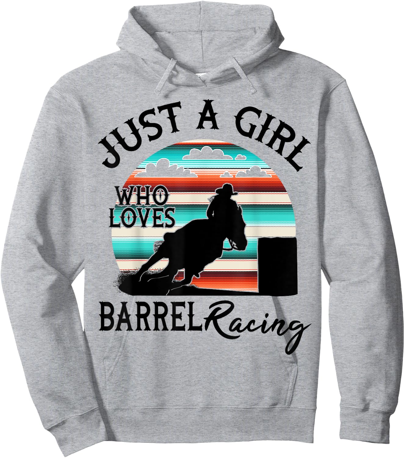 Western Rodeo Cowgirl Serape Sunset Horse Barrel Racing Hoodie - Hoodie | Ash