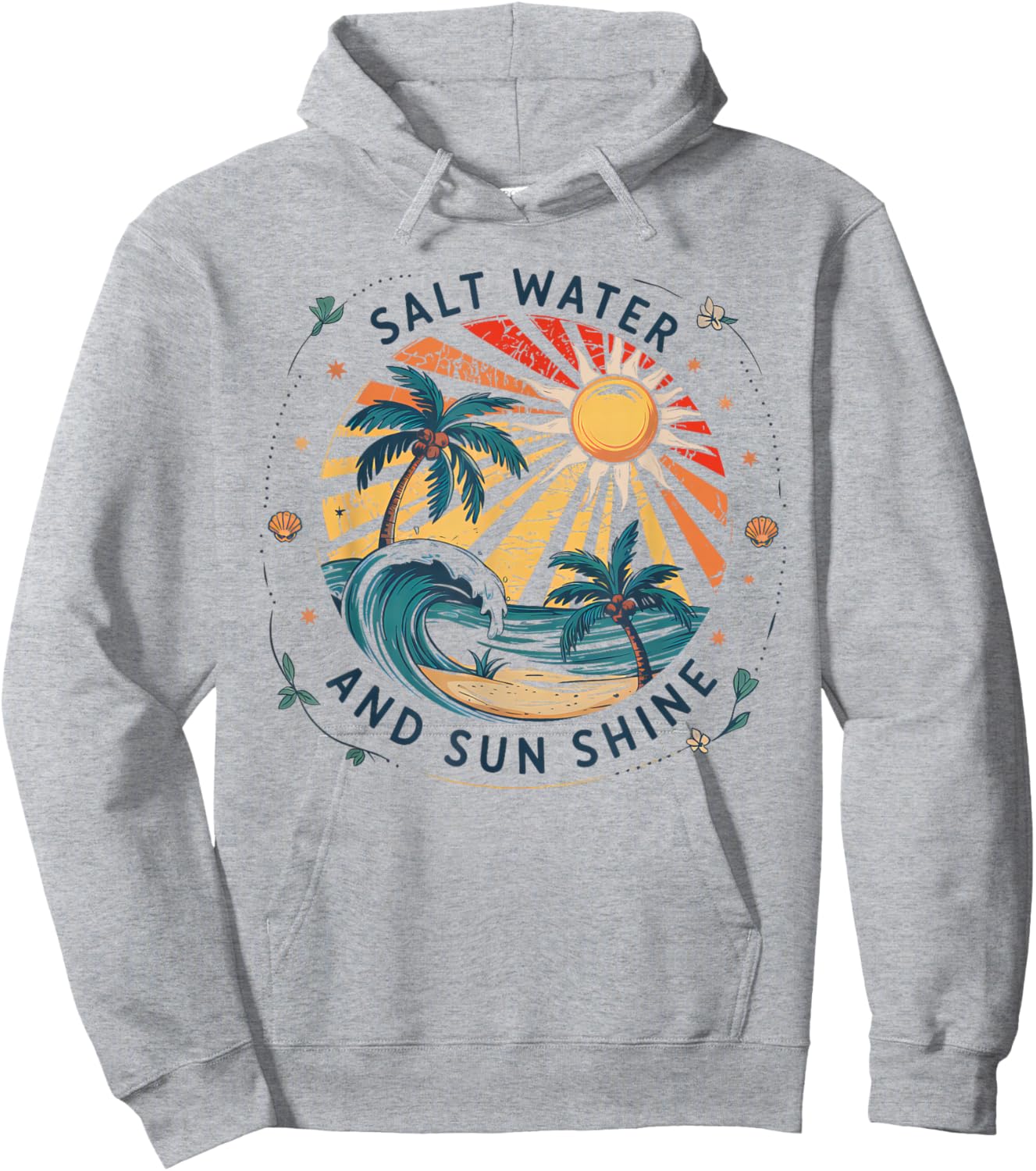 Salt Water And Sun Shine Vintage Beach Summer Men Women Hoodie - Hoodie | Ash