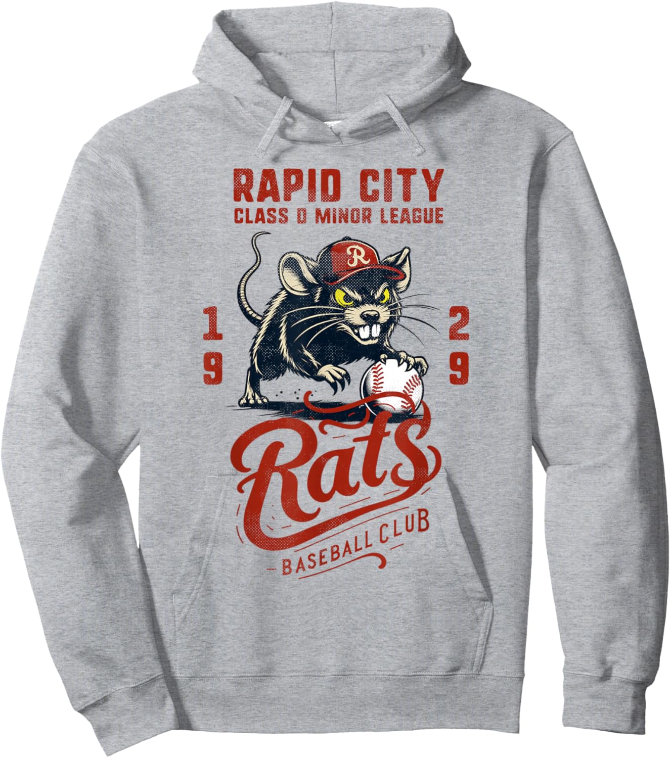Rapid City Rats Retro Minor League Baseball Team Hoodie - Hoodie | Ash