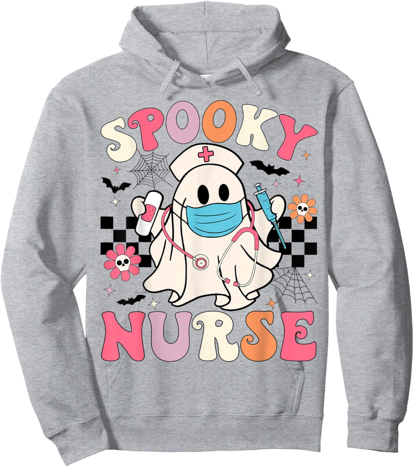Spooky Nurse Halloween Ghost Cute Nursing Halloween Nurse Hoodie - Hoodie | Ash