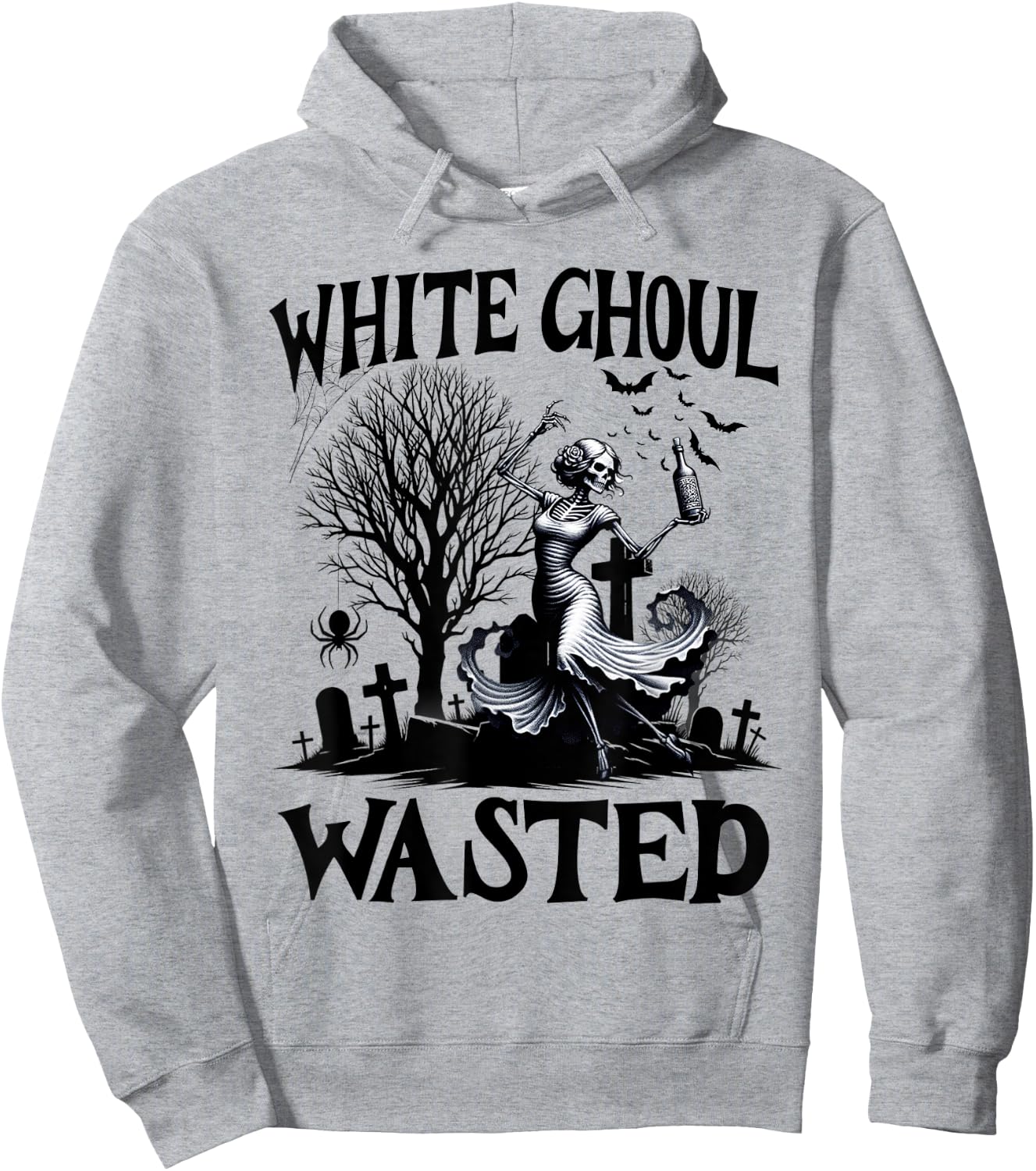 Funny Halloween Drinking Party White Ghoul Wasted Men Women Hoodie - Hoodie | Ash