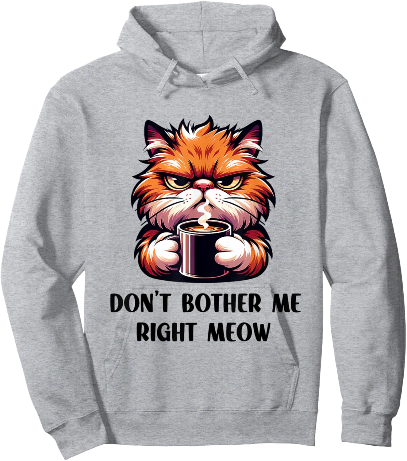 Funny Don't Bother Me Right Meow Cats Cat Coffee Men Women Hoodie - Hoodie | Ash
