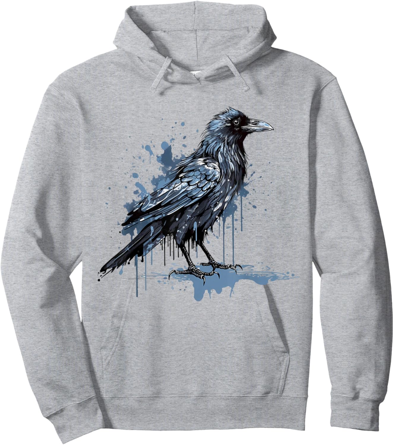 Vintage Raven Crow Gothic Bird Graphic Art Design Print Hoodie - Hoodie | Ash