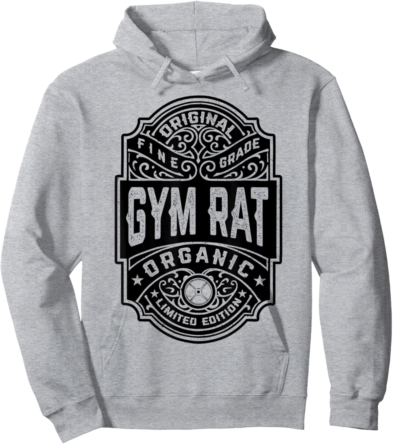Gym Rat Vintage Whiskey Label Bodybuilding Gym Workout Men Hoodie - Hoodie | Ash