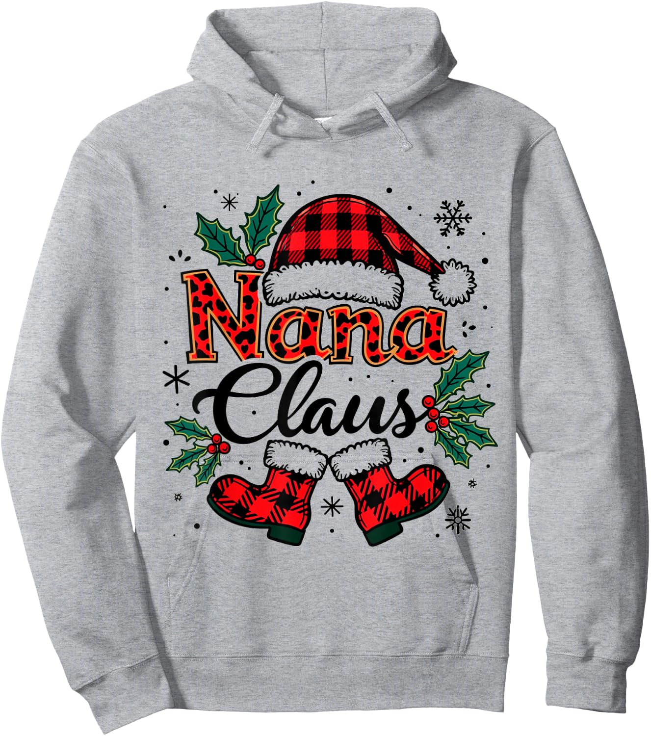 Nana Claus Santa Hat Christmas lights family Xmas Men Women Hoodie - Hoodie | Ash