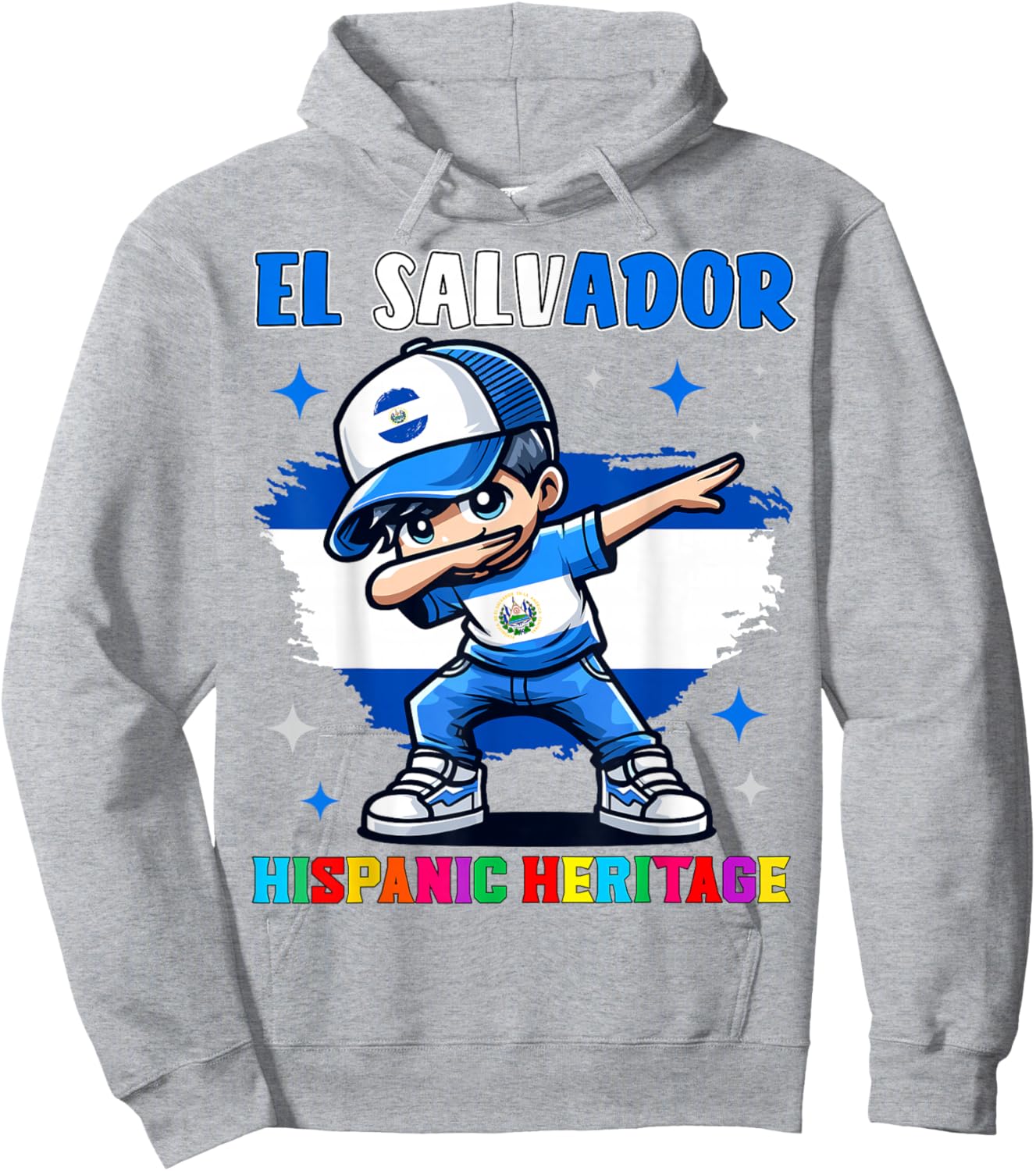 El Salvador Dabbing Kid Hispanic Heritage Celebration Kids Hoodie - Hoodie | Ash