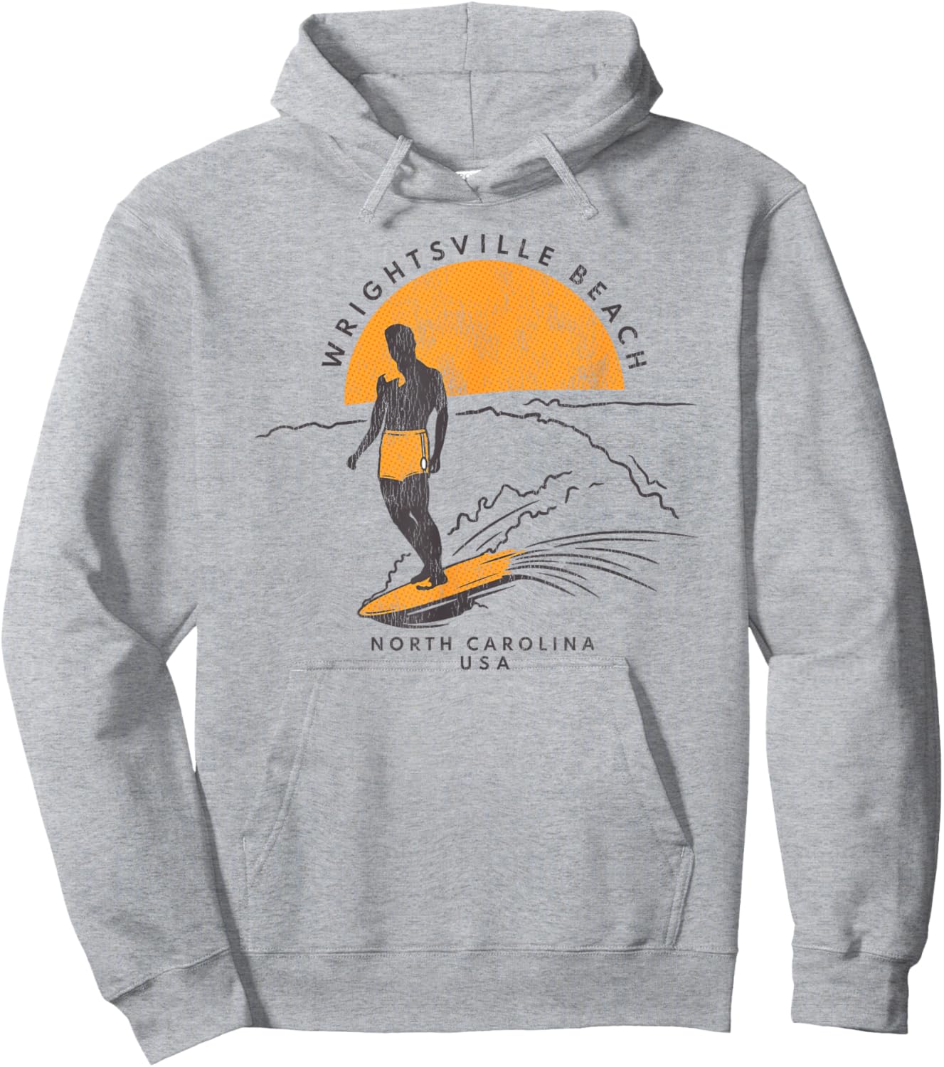 Wrightsville Beach, NC Summertime Living Surfing Peace Hoodie - Hoodie | Ash