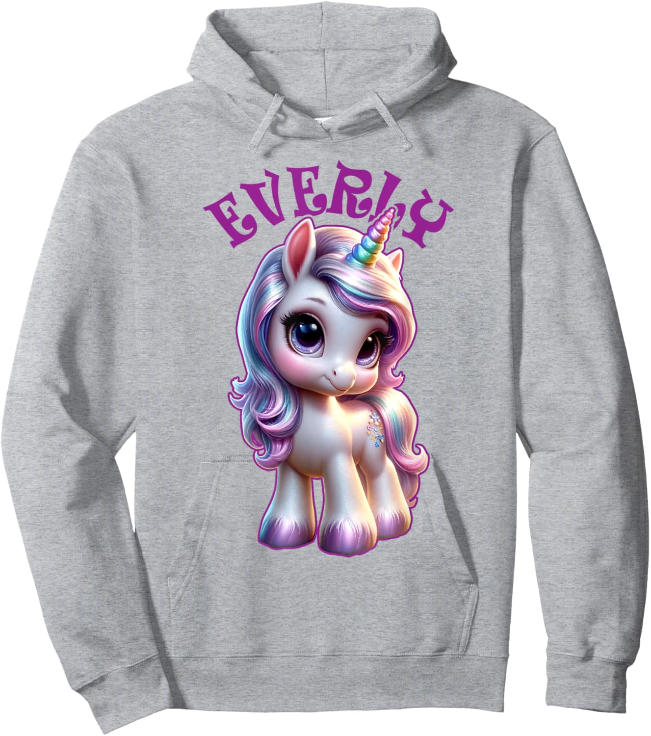 Everly Cute Unicorn Design for Girls Name Everly Hoodie - Hoodie | Ash