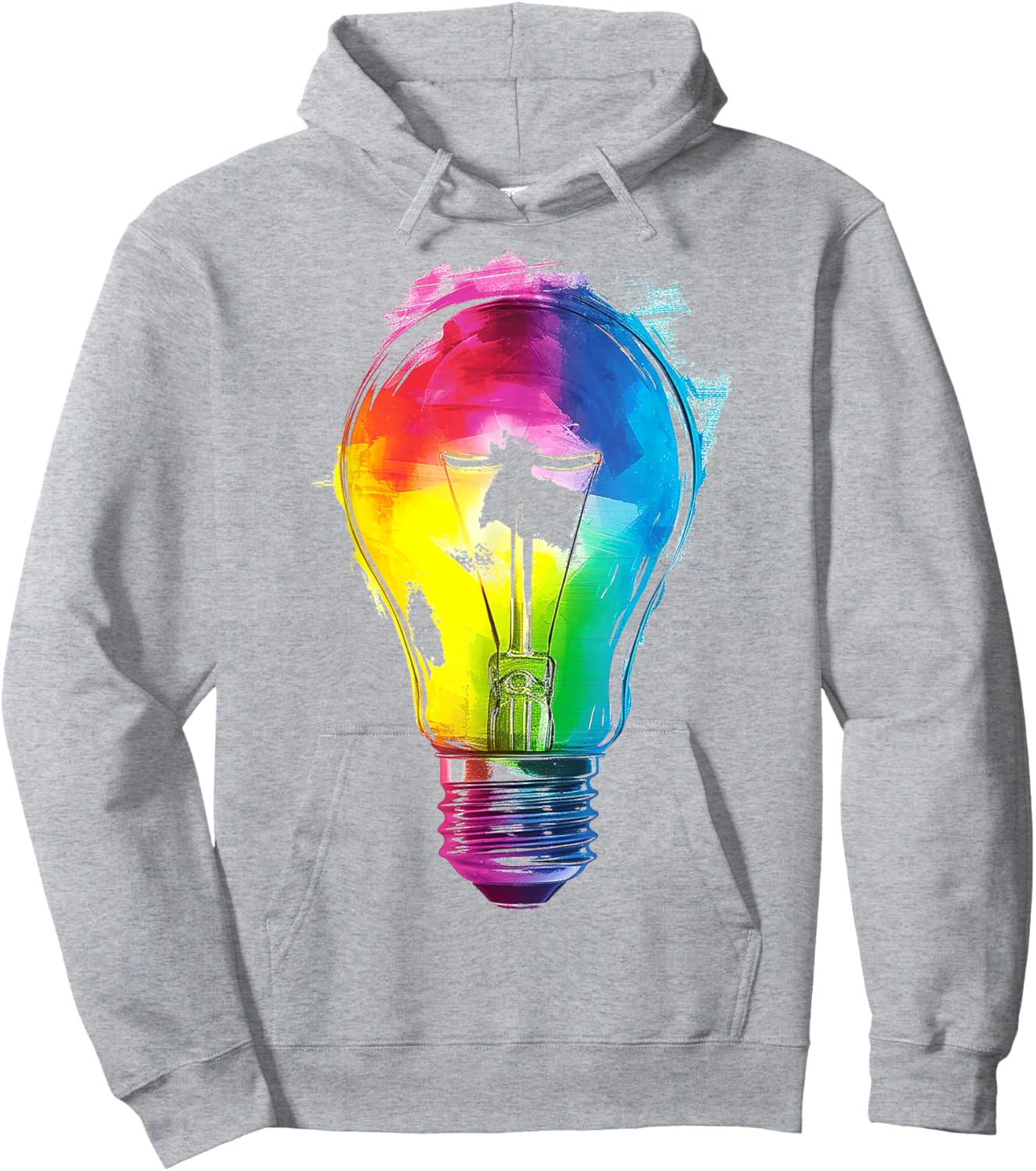 Light Bulb Artwork Painting Abstract Colorful Graphic Art Hoodie - Hoodie | Ash