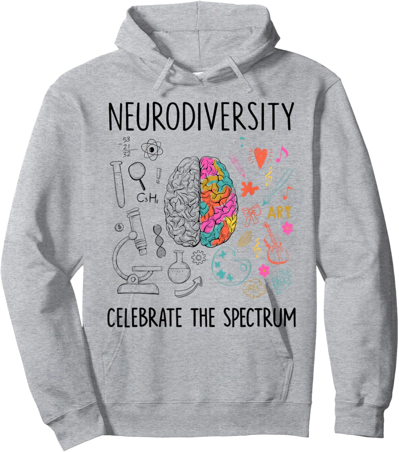 Neurodiversity celebrate the spectrum Brain Autism Awareness Hoodie - Hoodie | Ash