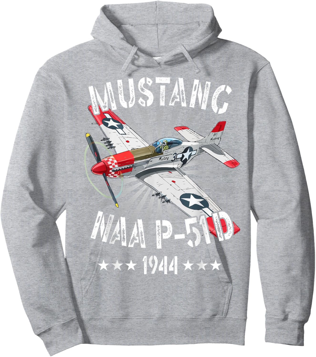 P-51D Mustang Vintage North American P-51D Fighter Warbirds Hoodie - Hoodie | Ash