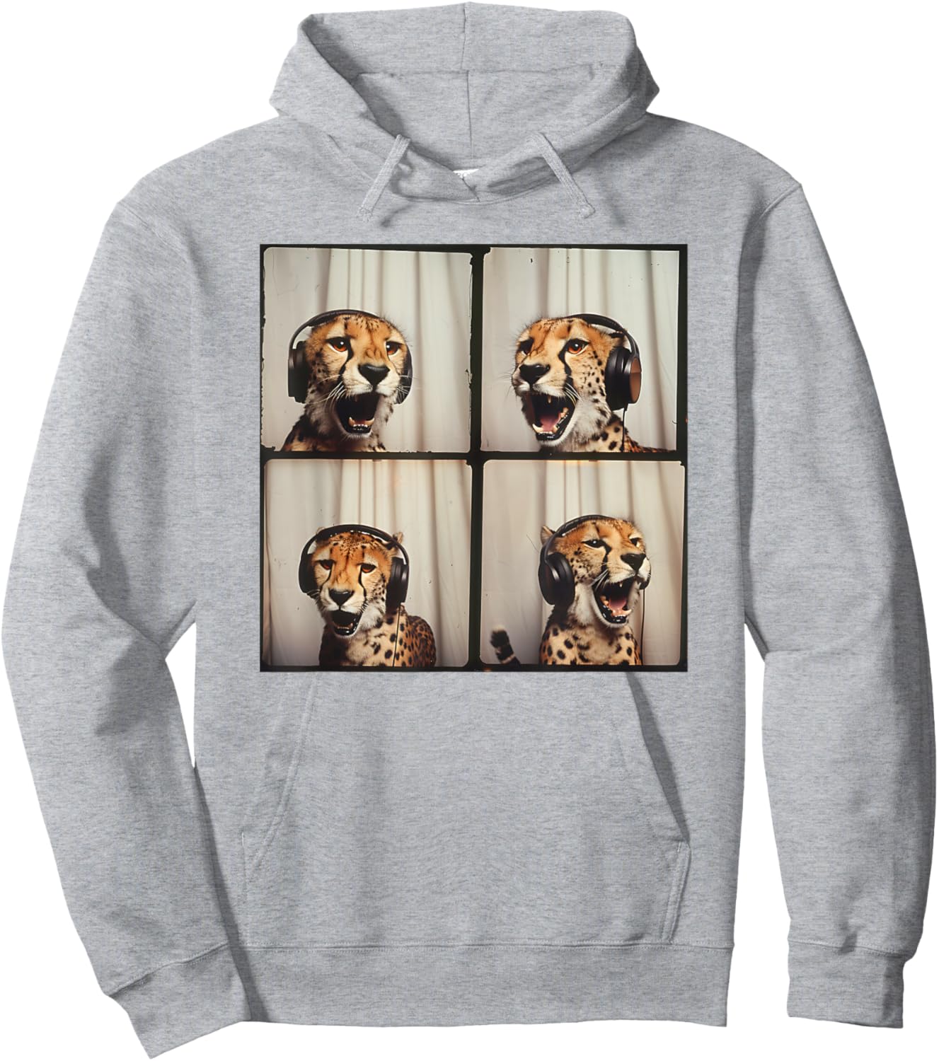 DJ Cheetah With Headphones Portrait Cool Cheetah Hoodie - Hoodie | Ash