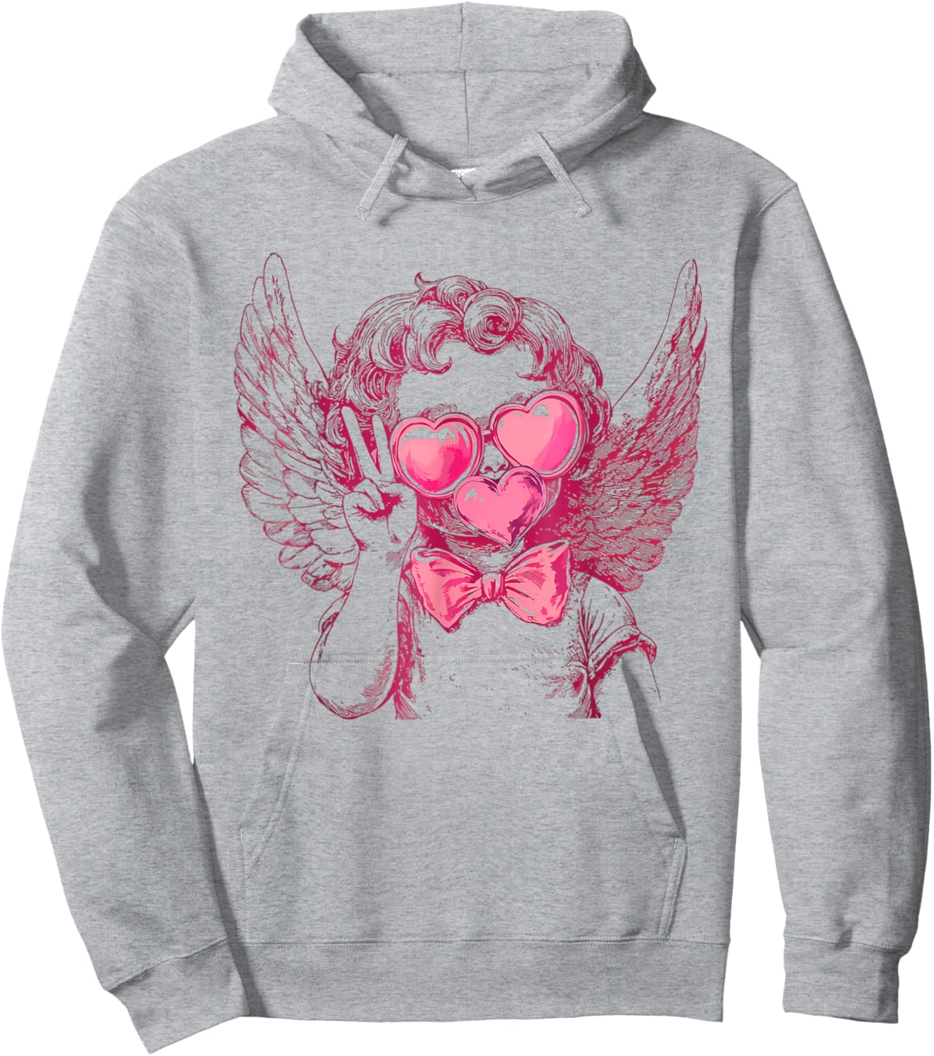 Cute Cupid Sunglasses Blowing Bubble Valentines Day Retro Hoodie - Hoodie | Ash
