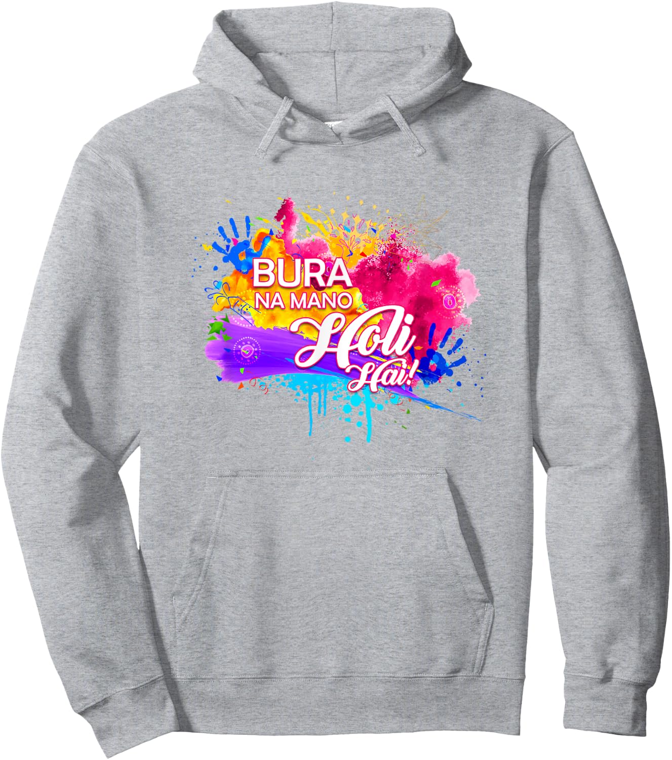 Colourful Hands Bura Na Mano Holi Shark Hoodie - Hoodie | Ash