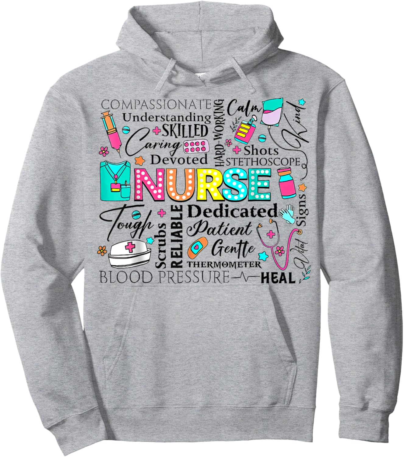 Retro Nurse Word, Nurse Life, Nurse stuff doodles Hoodie - Hoodie | Ash