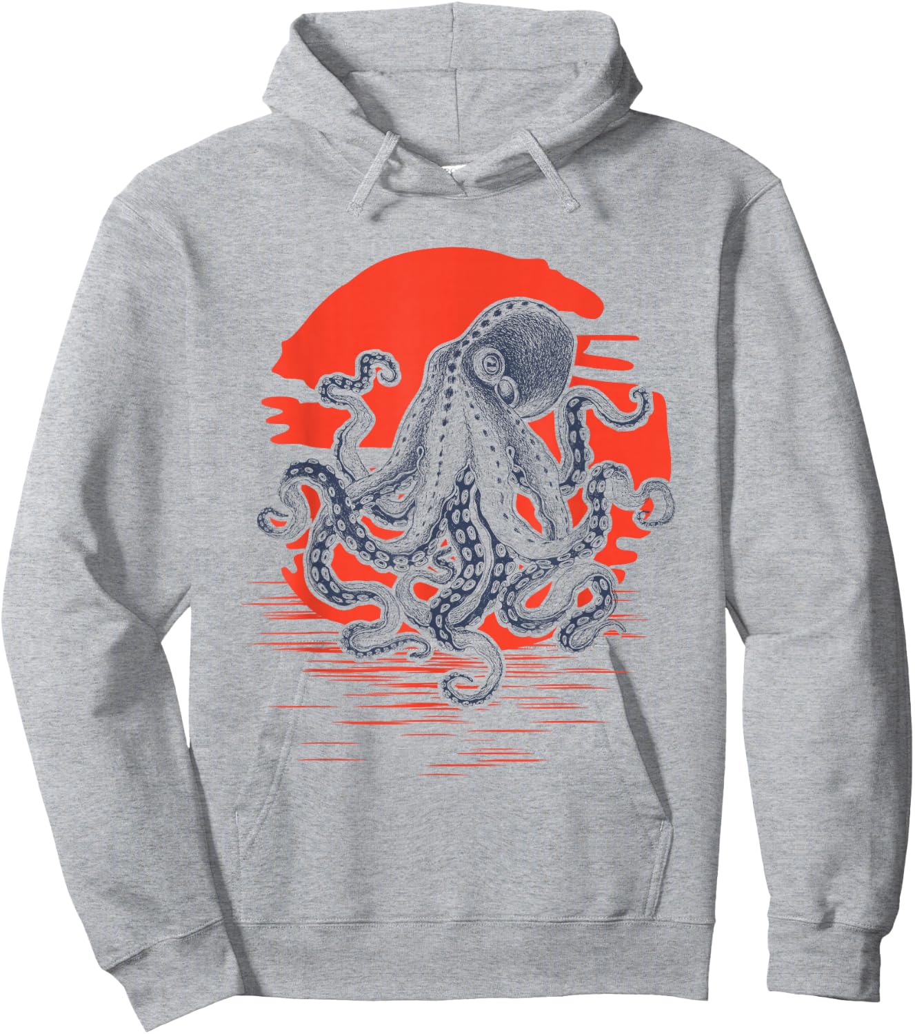 Sunrise Octopus Throwback Retro Vintage Surfer Hoodie - Hoodie | Ash