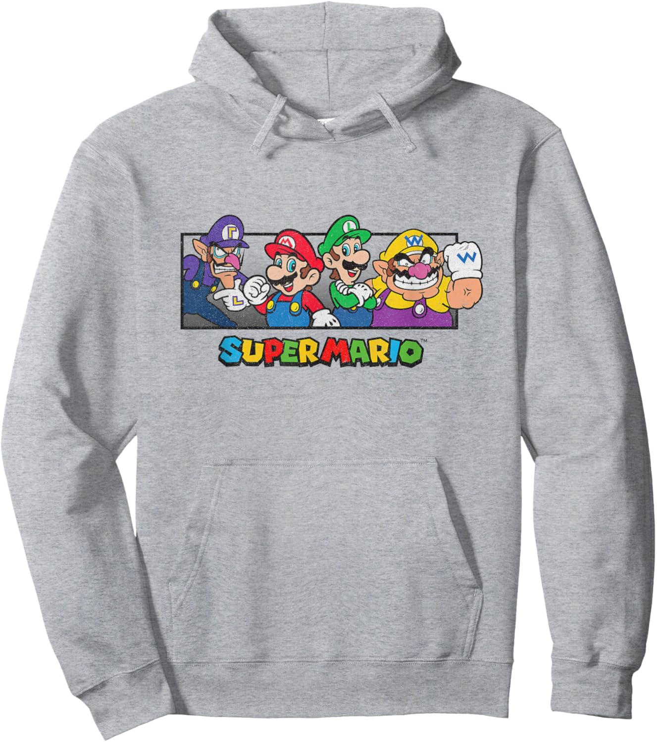 Super Mario Group Shot Mario Luigi Wario Waluigi Retro Hoodie - Hoodie | Ash