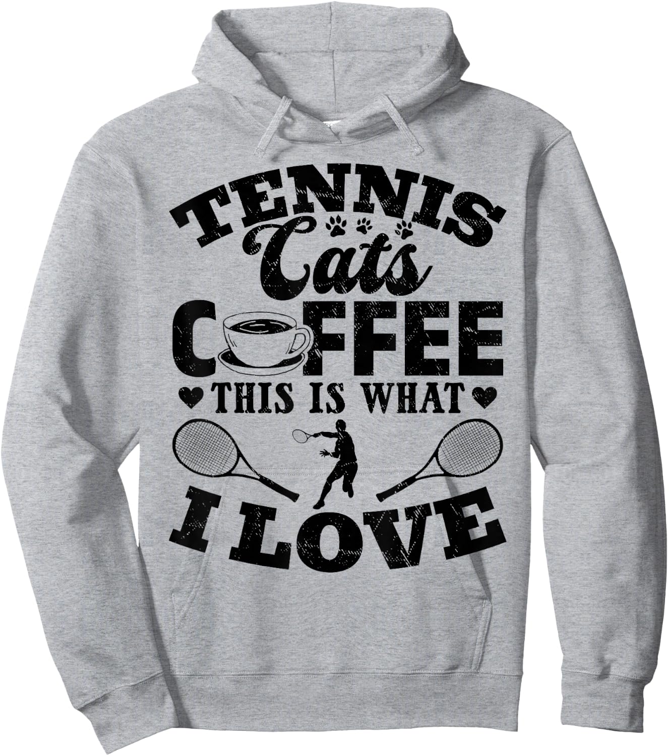 Tennis Cats Coffee This Is What I Love - Tennis Player Hoodie - Hoodie | Ash