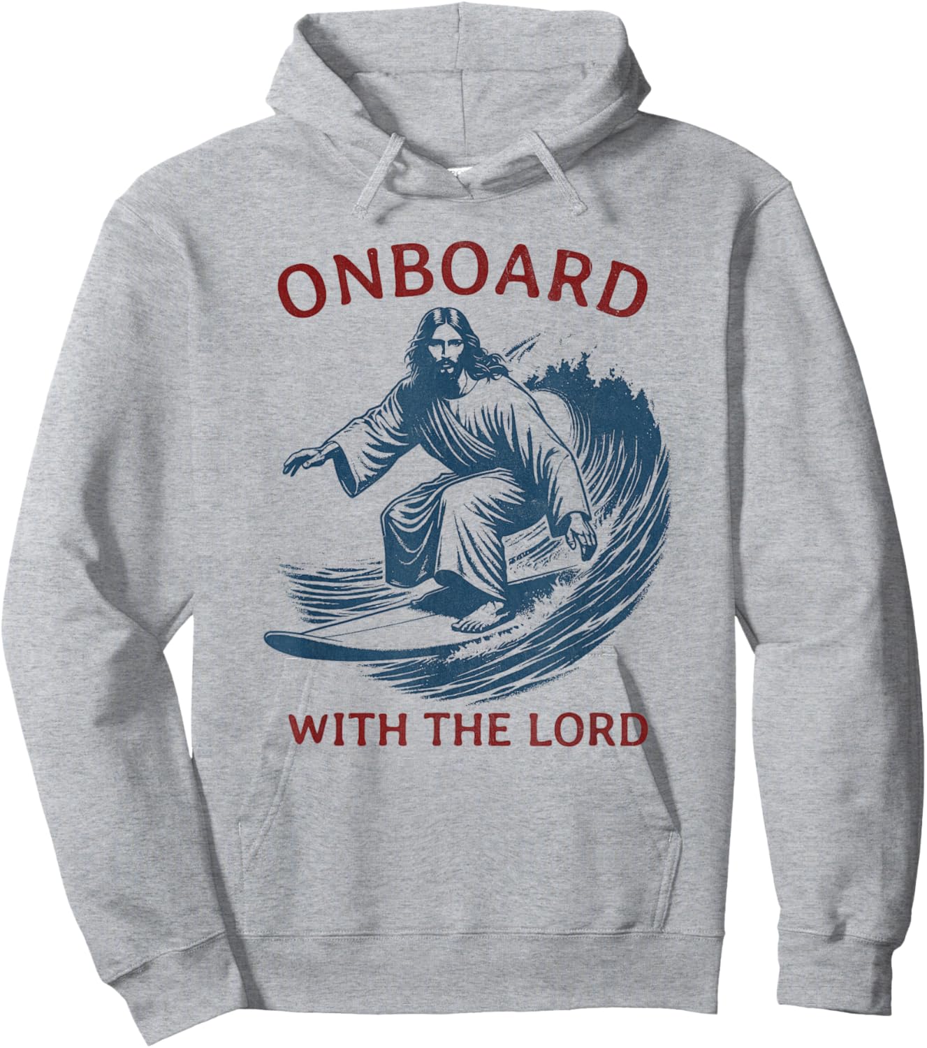 Onboard with The Lord - Christian Faith Surfer on Surfboard Hoodie - Hoodie | Ash