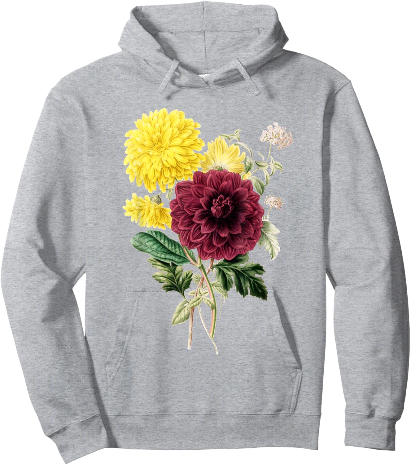 Chrysanthemum botanical flower chrysanths Lucky optimism Hoodie - Hoodie | Ash