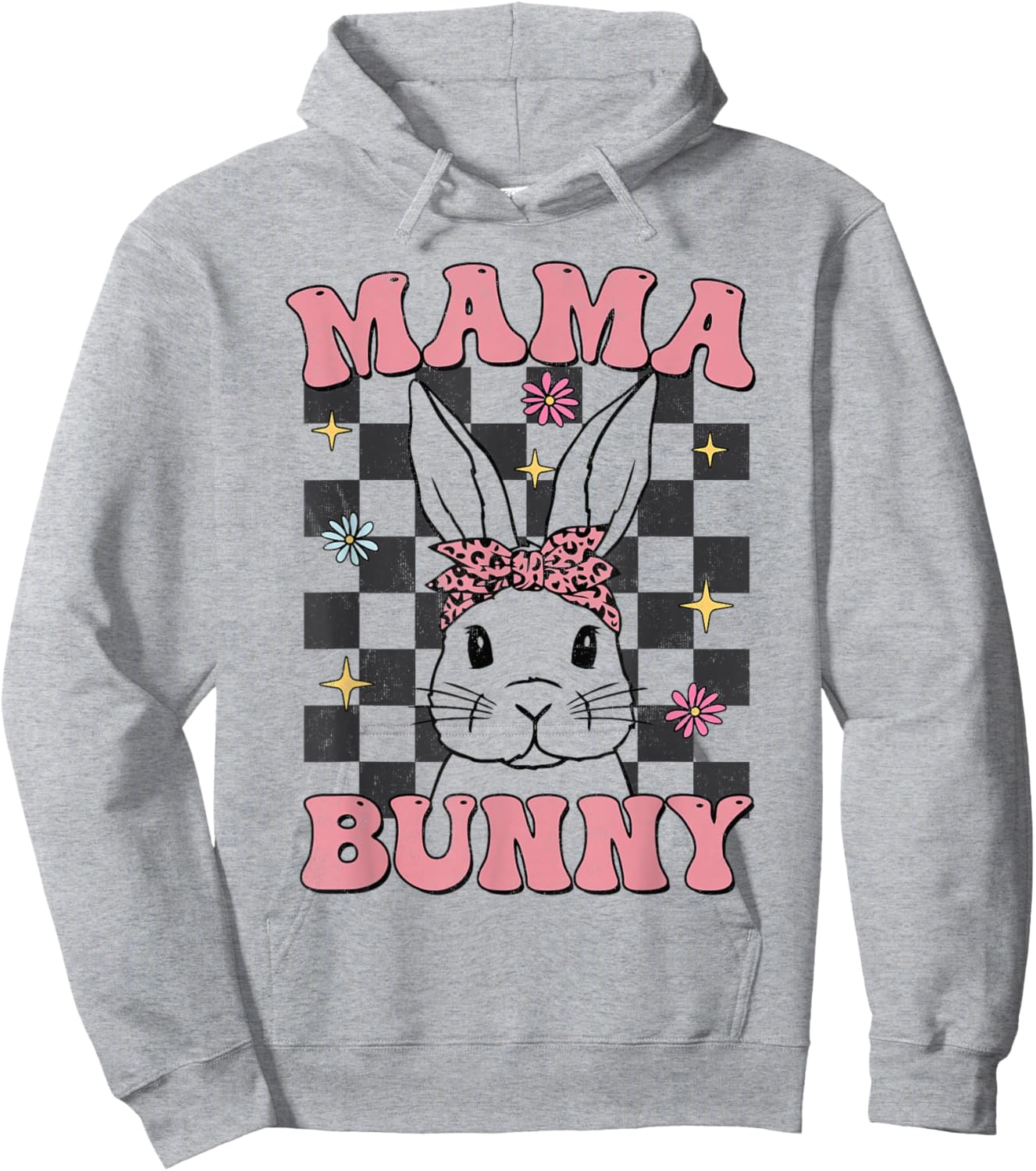 Retro Groovy Mama Bunny Matching Family Easter Mom Mother Hoodie - Hoodie | Ash