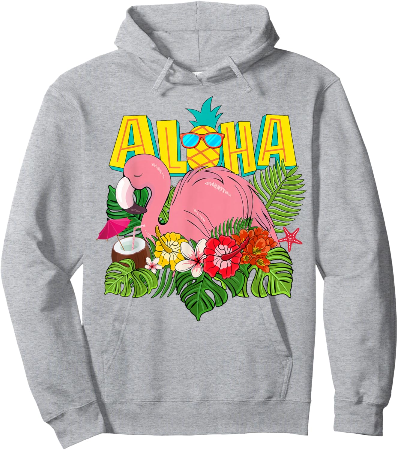 Girl Hawaiian Aloha Flamingo Hawaii Hoodie - Hoodie | Ash